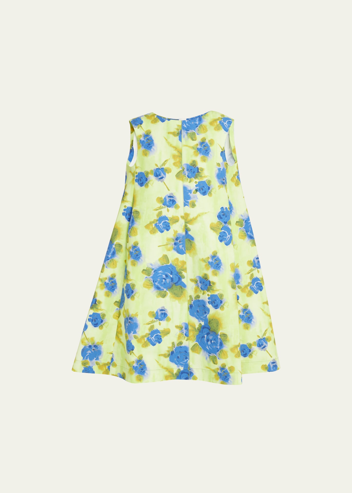 Marni Flared Floral-print Dress With Wide Cape Back In Lemonyell