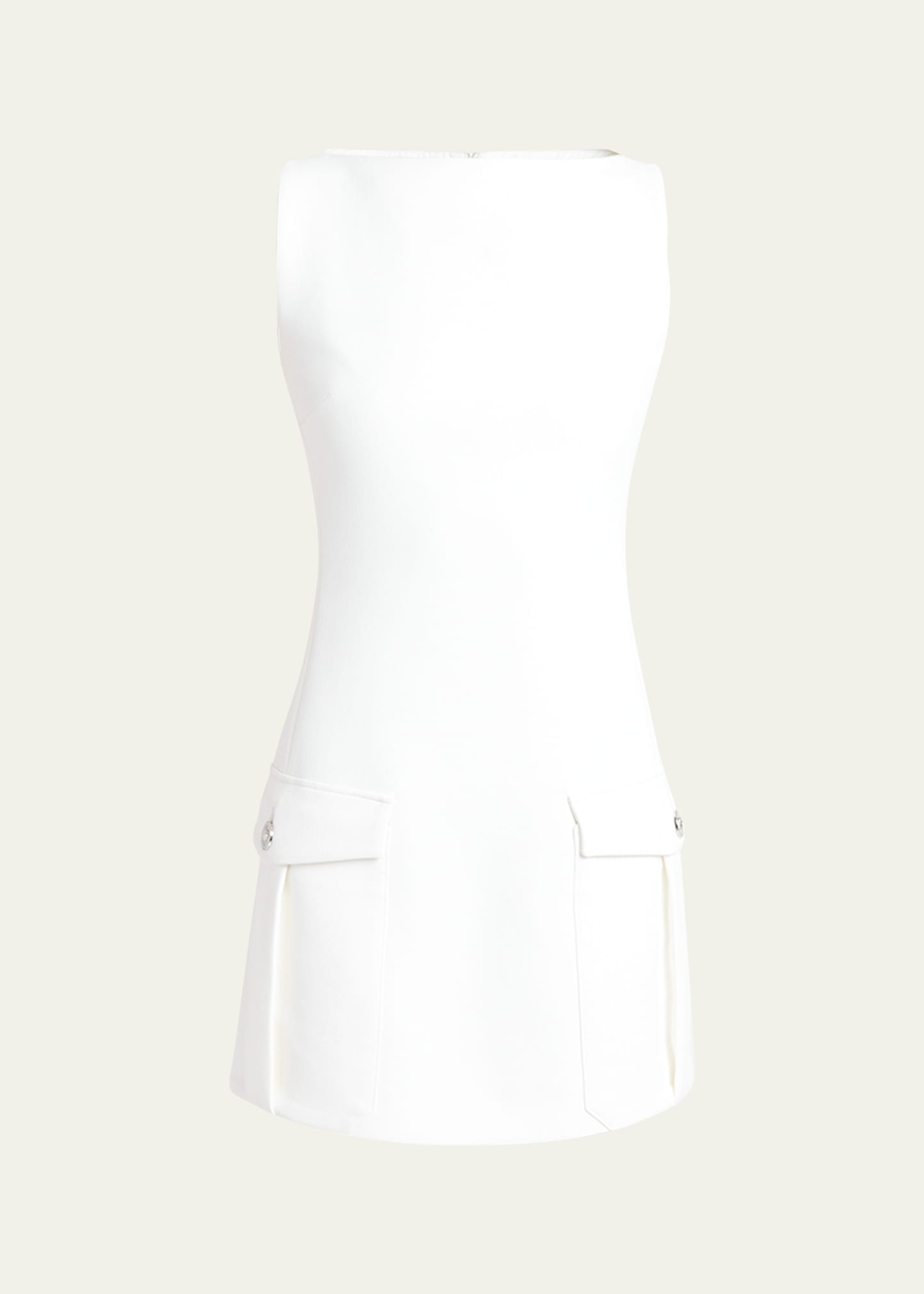 Versace Crepe Mini Dress With Patch Pockets In Optical White