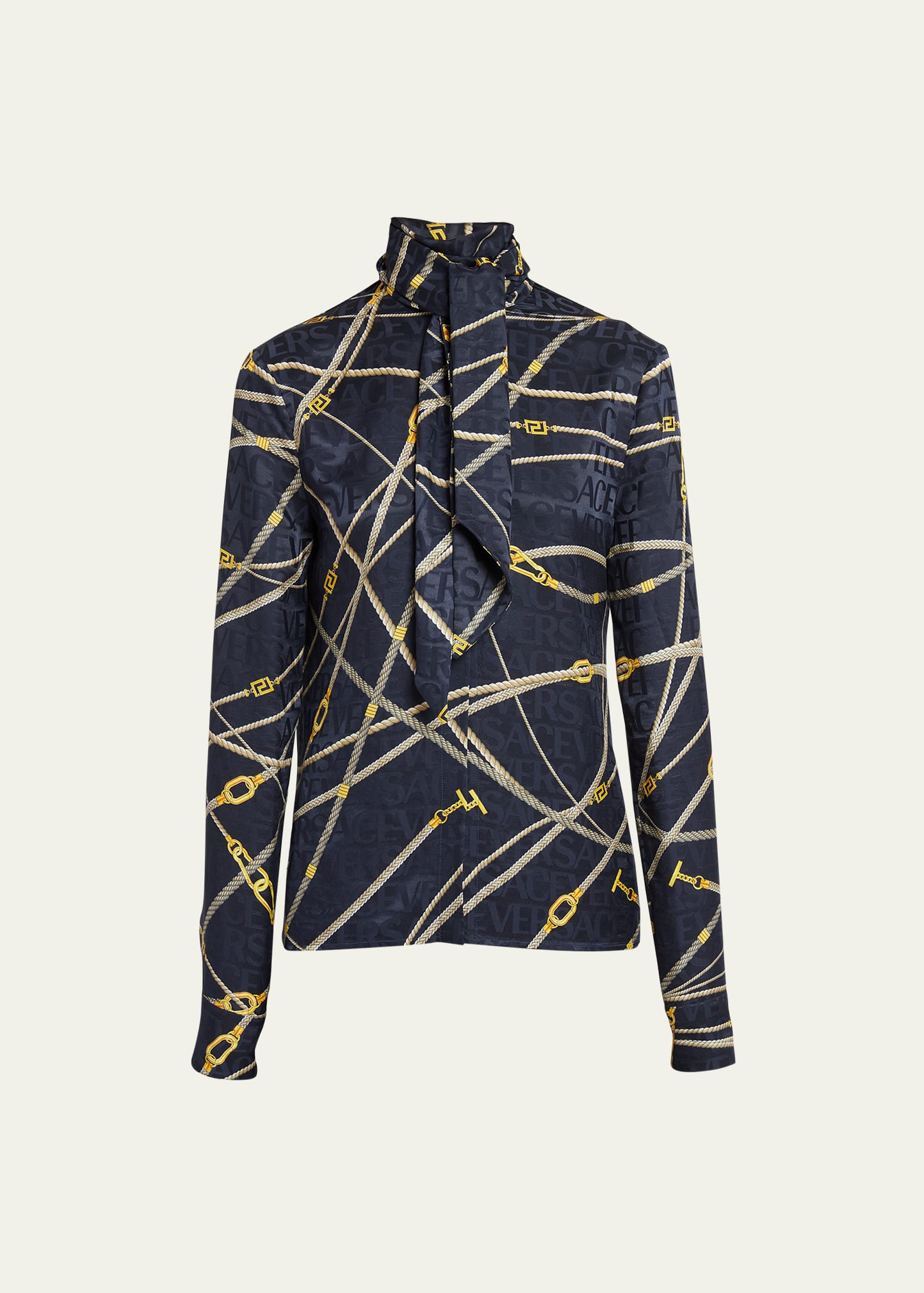 Shop Versace Informal Shirt Viscose Silk In Bluegold