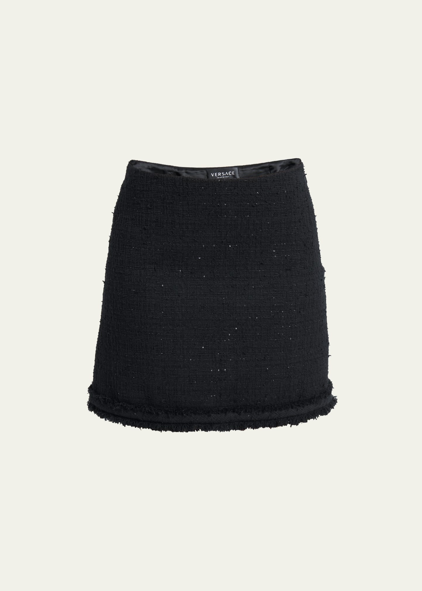 Versace Tweed A-line Mini Skirt In Black