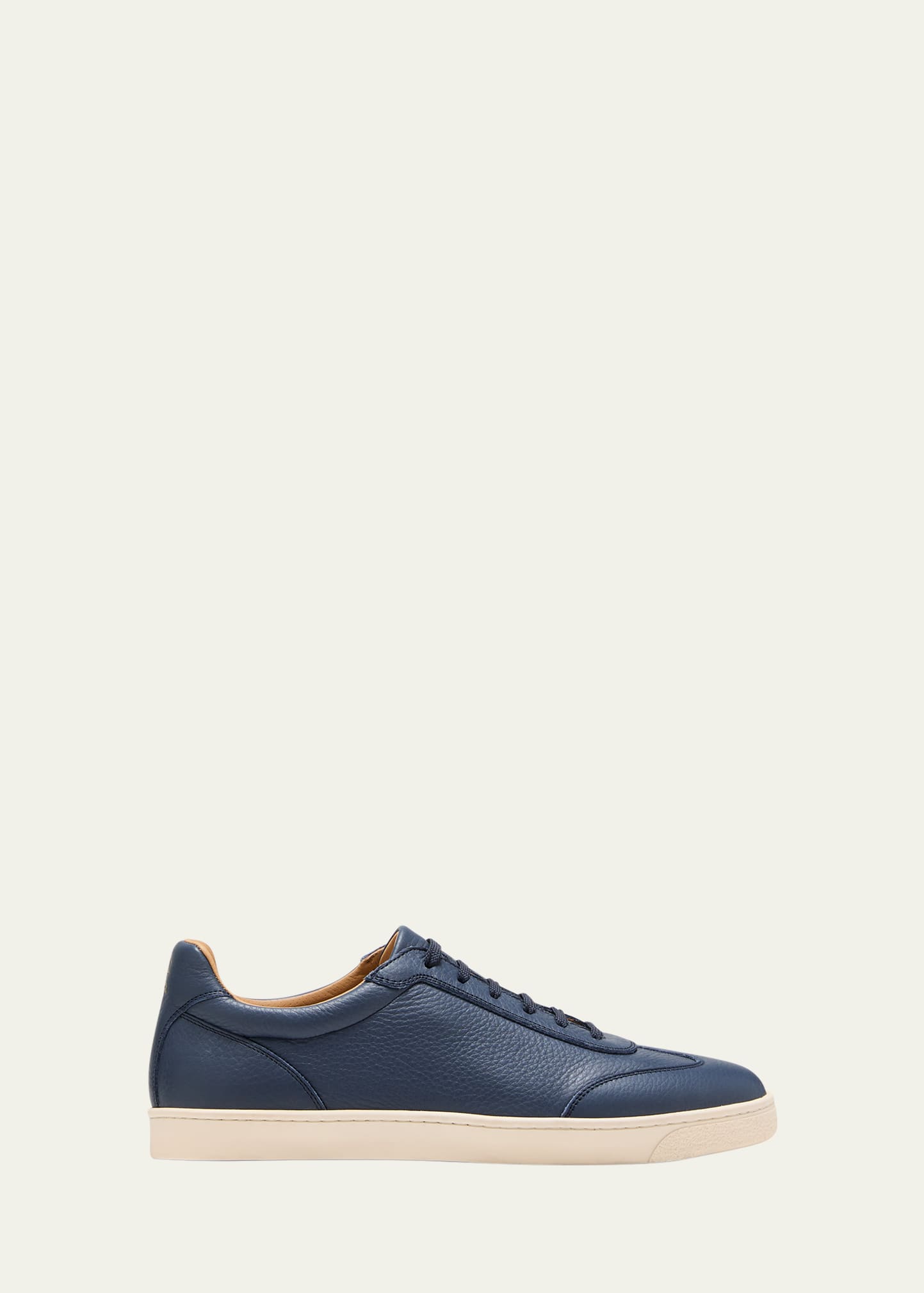 Brunello Cucinelli Men's Soft Leather T-toe Low-top Sneakers In Denim