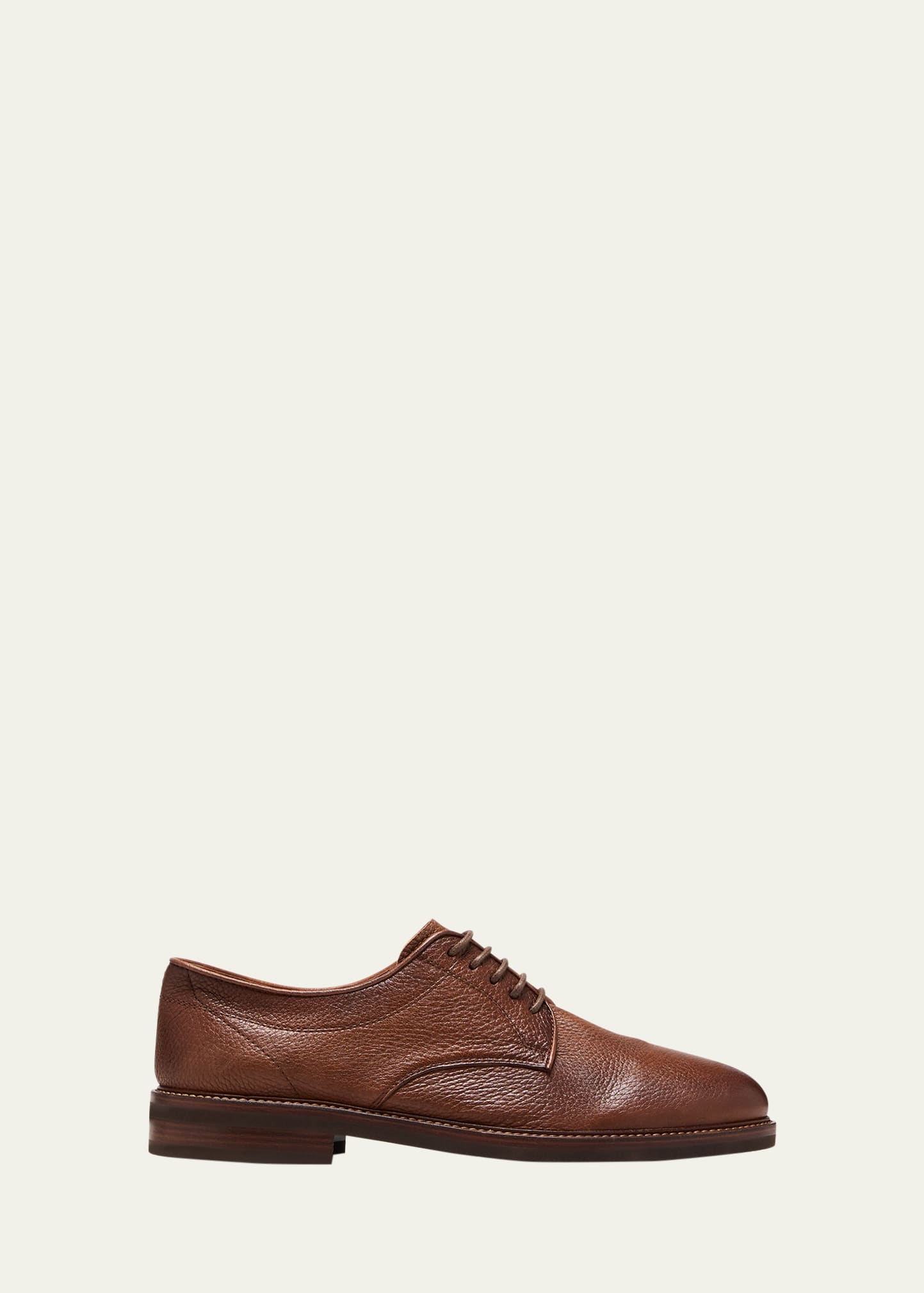 Brunello Cucinelli Men's Soft Leather Derby Shoes In Whisk
