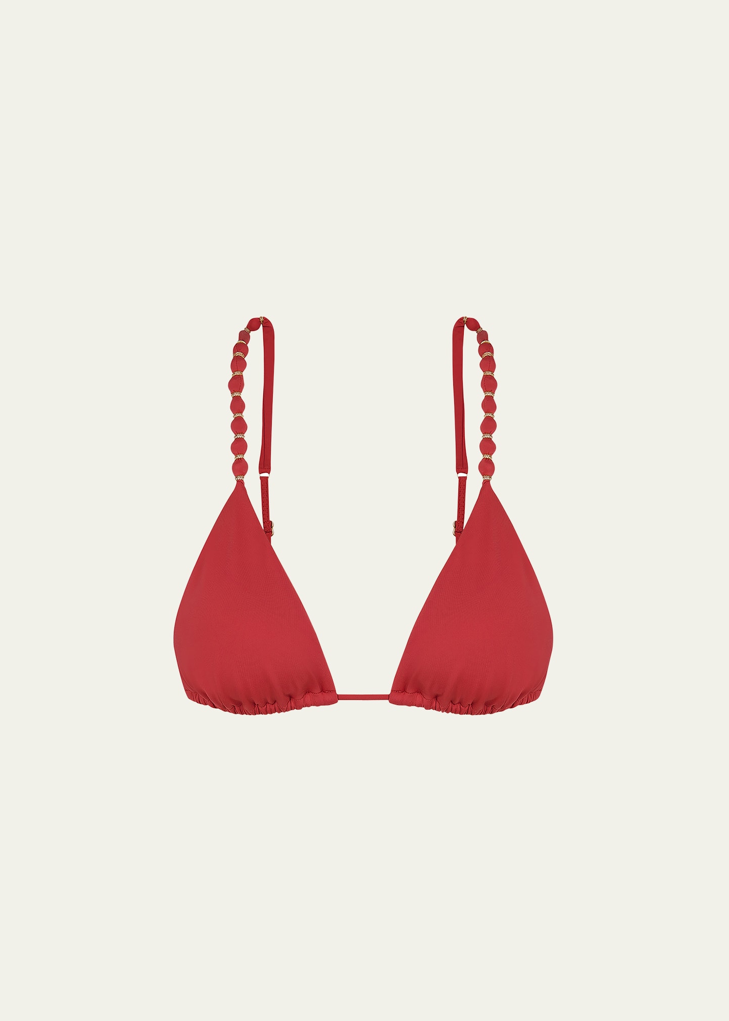 Vix Solid Beads Triangle Parallel Bikini Top In Brick