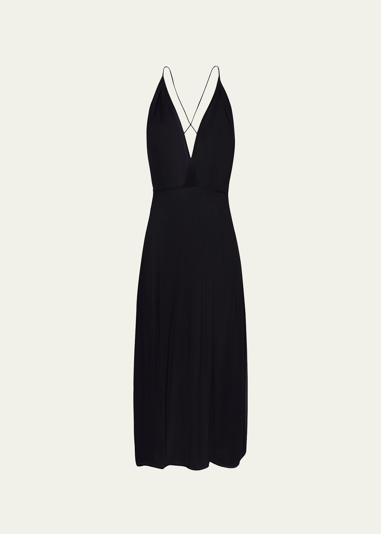 Shop Vix Solid Amalia Maxi Dress Coverup In Black