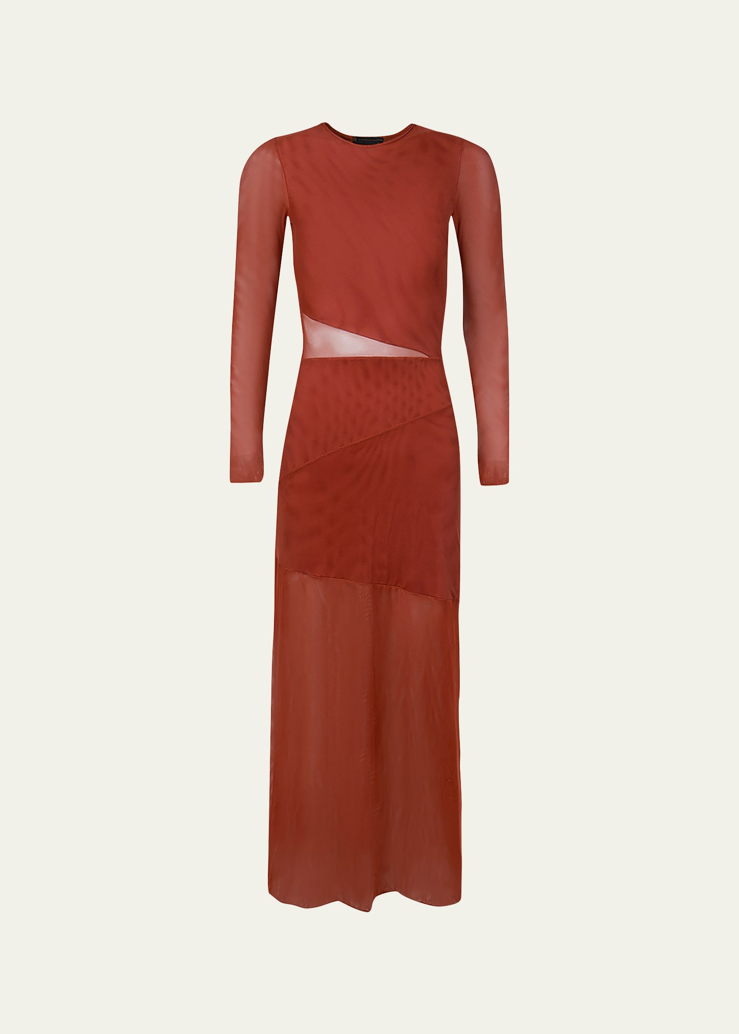 Vix Nora Long-sleeve Maxi Dress In Brick