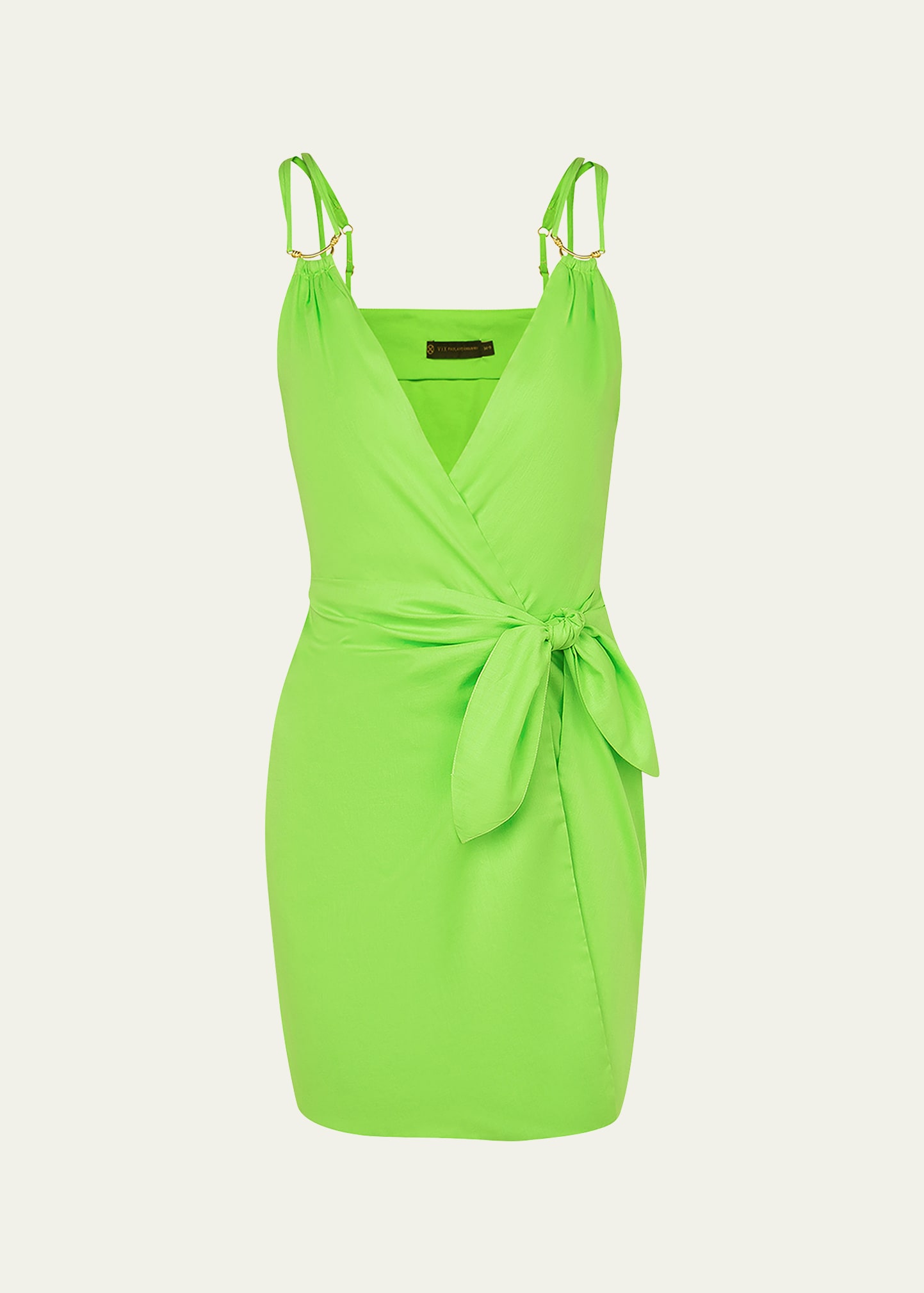 Vix Shiso Wrap Mini Dress In Light Green