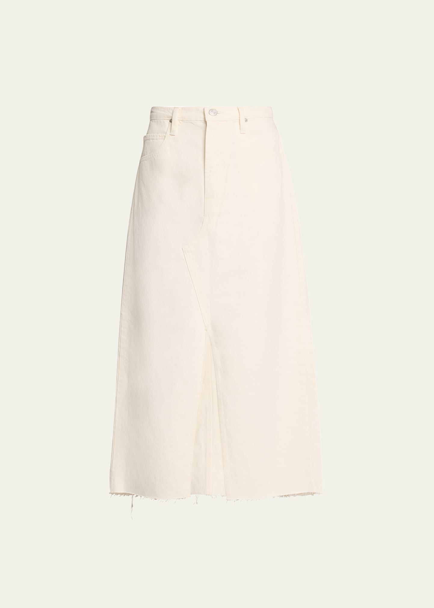 Shop Frame The Midaxi Denim Skirt In Ecru