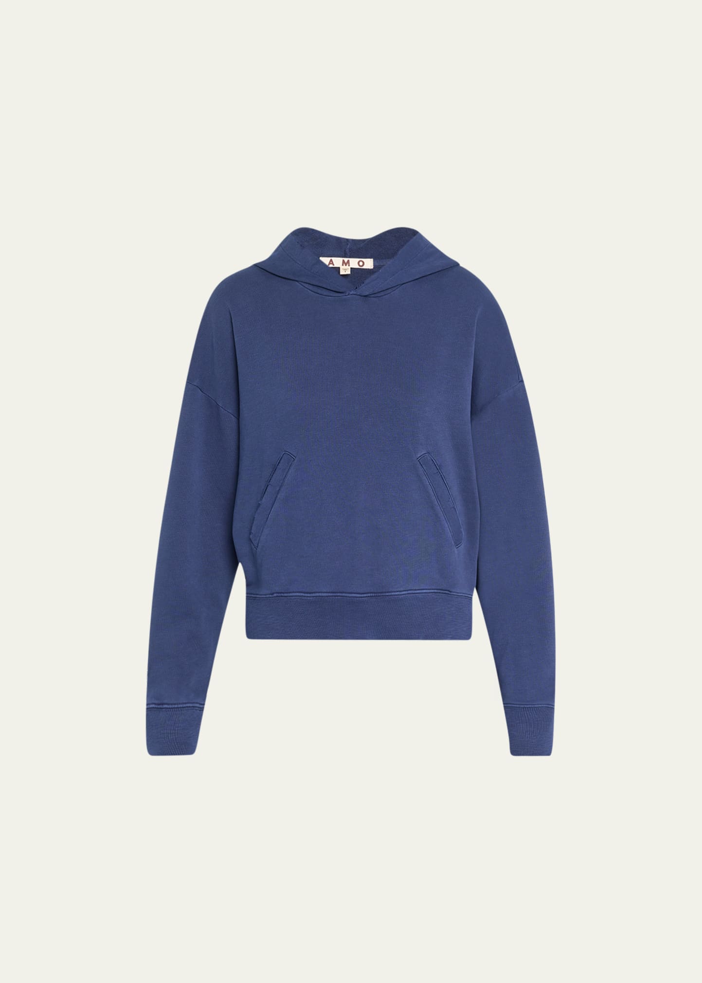 Amo Denim French-terry Curved Hoodie In Neptune