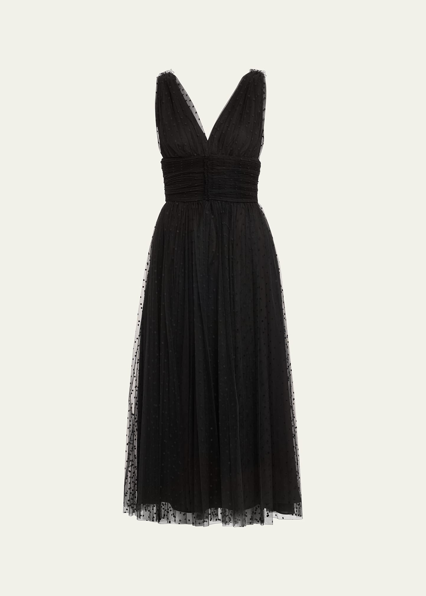 Shop Altuzarra Lola Dotted Tulle Pleated Dress In Black