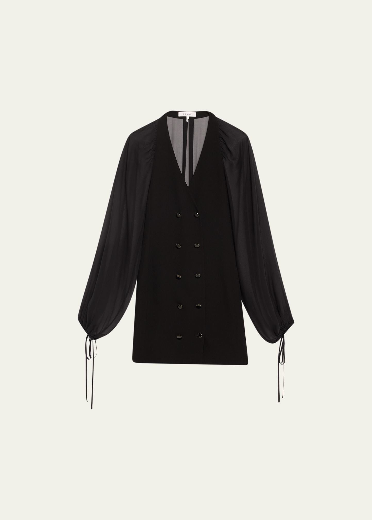 Frame Crepe De Chine Blazer Minidress In Black