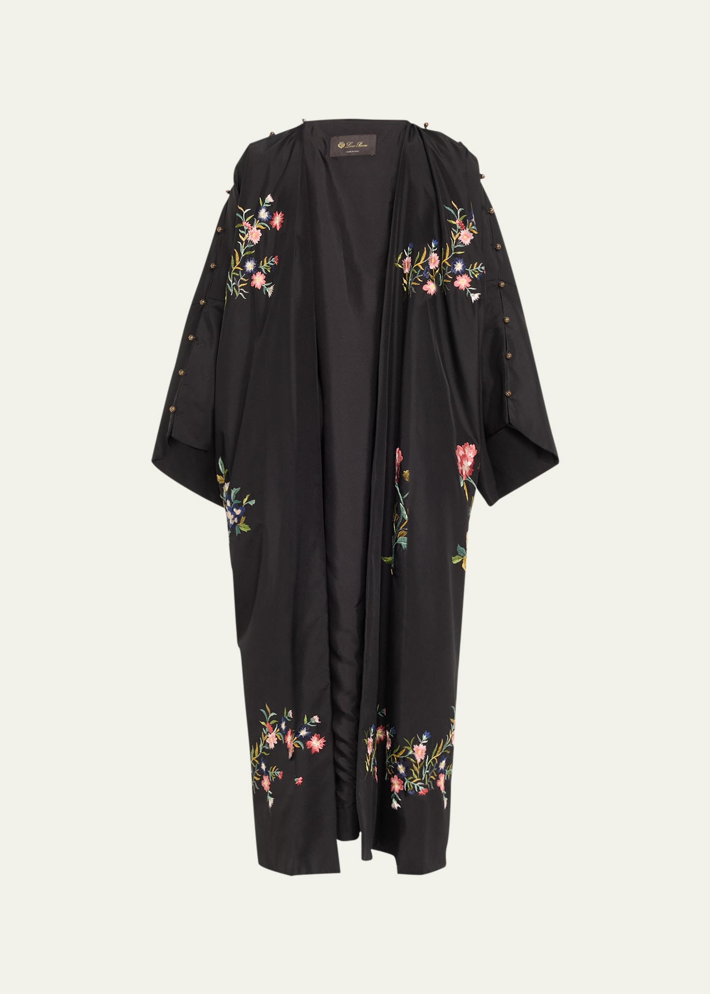 Loro Piana Capp Giulia Floral Embroidered Parachute Top Coat In F5iy Chinese Flow