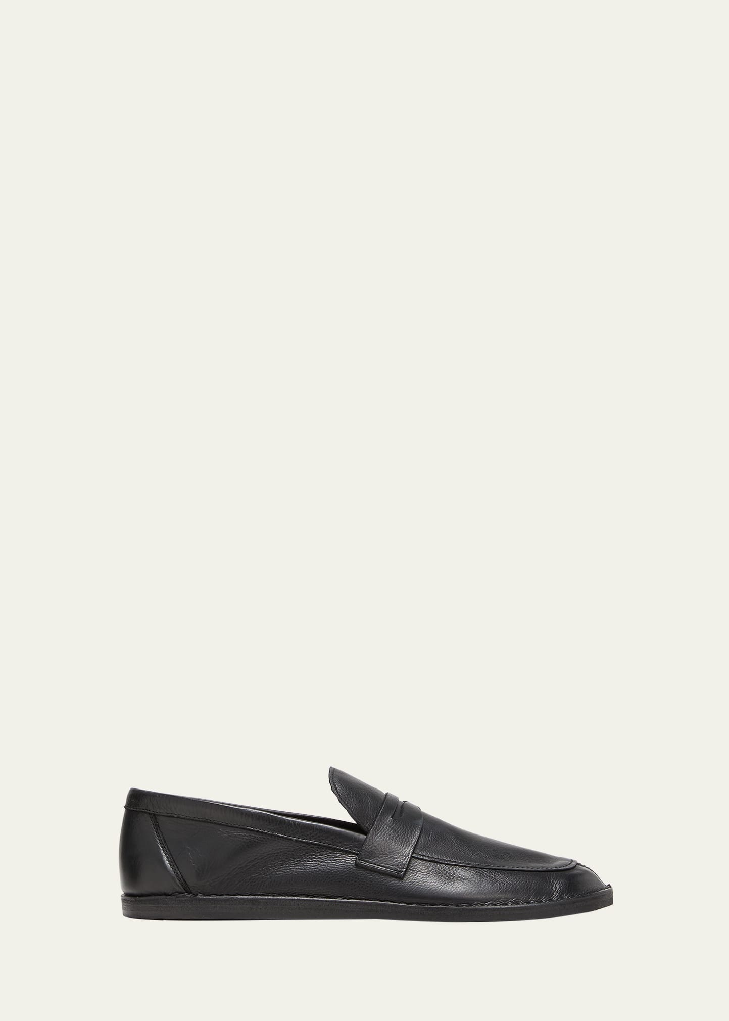 Shop The Row Cary Leather Penny Loafers In Black