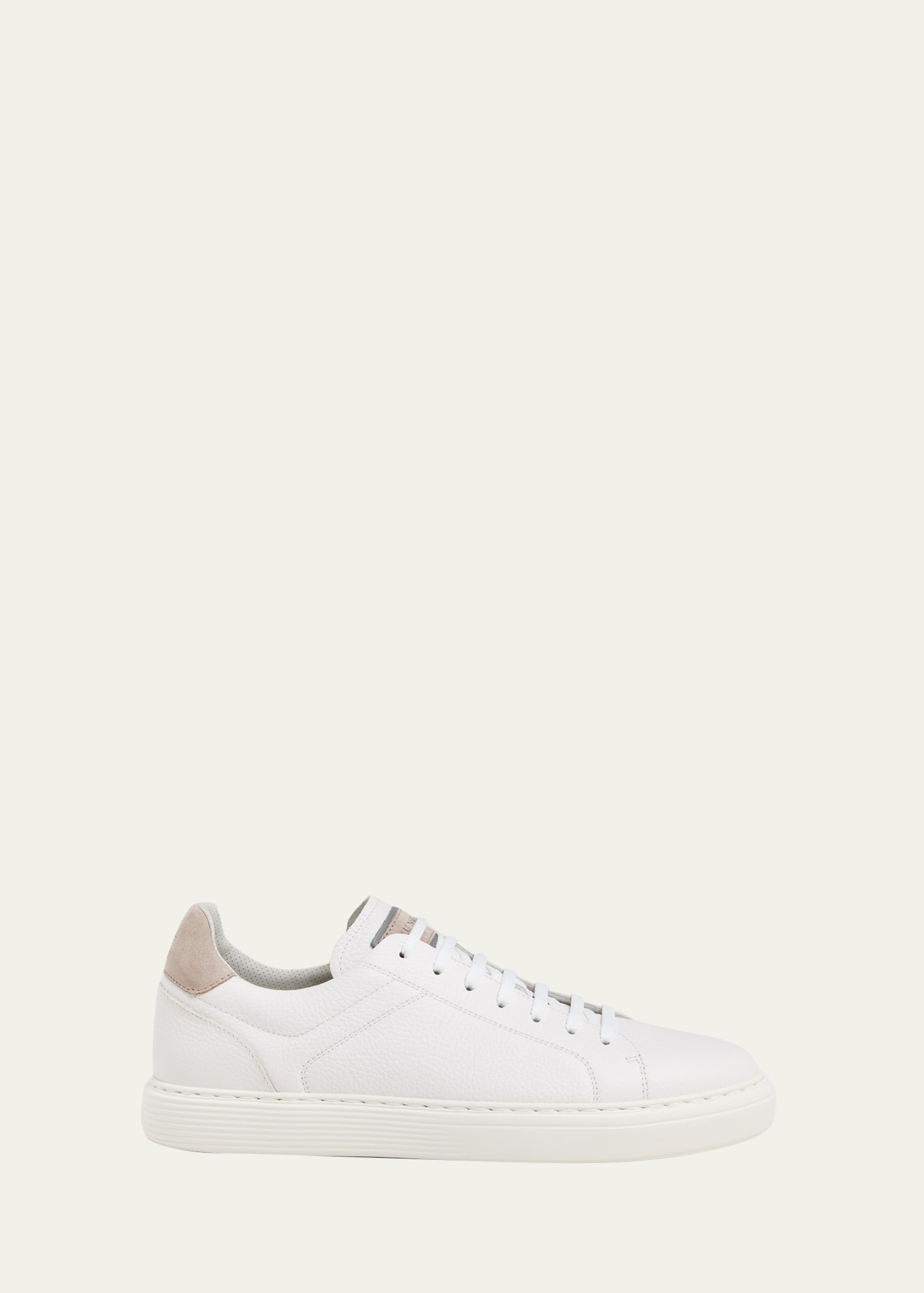 Brunello Cucinelli Leather Sneakers With Grained Texture In