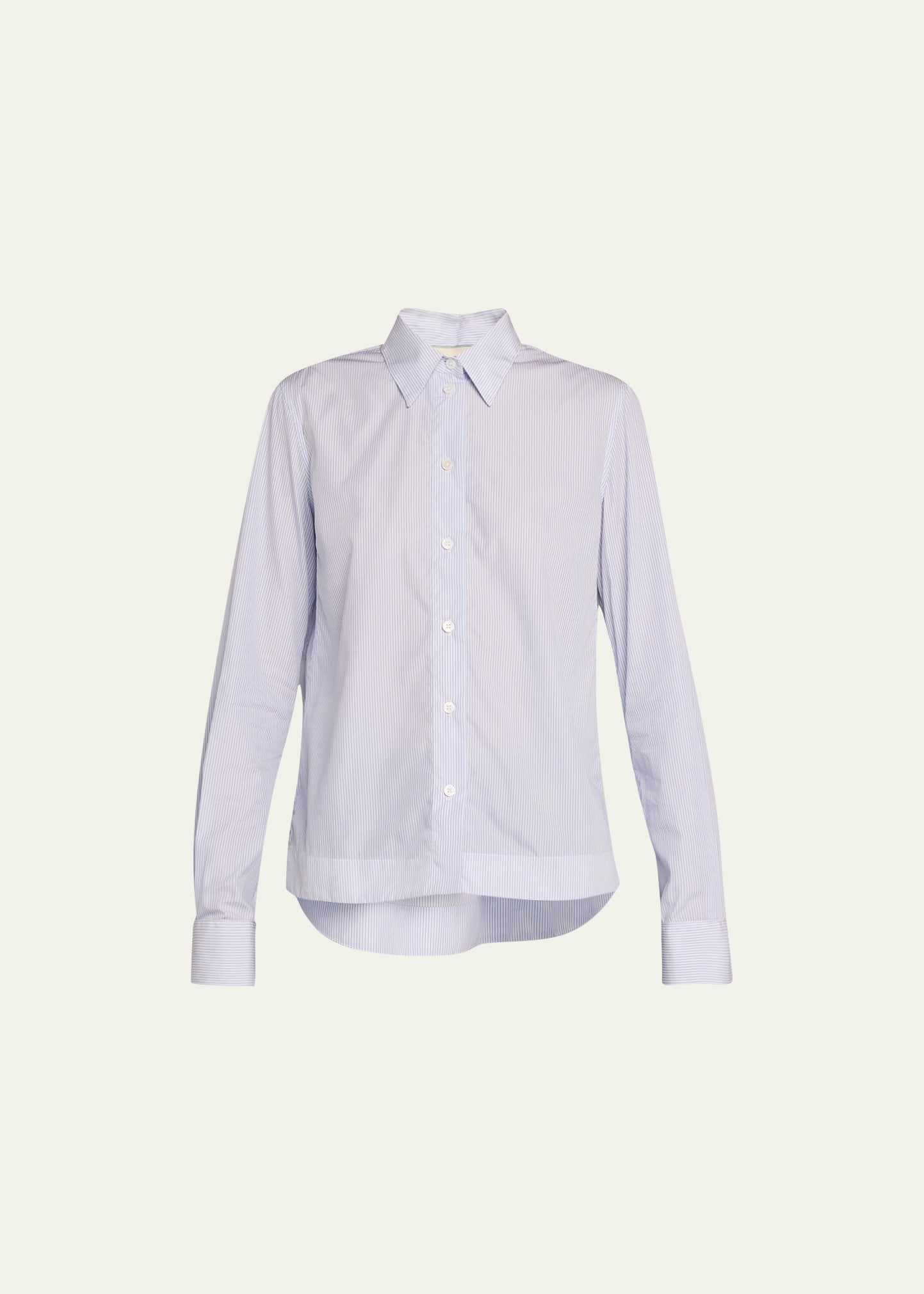 We-ar4 Cropped Collared Shirt In Light Blue Stripe