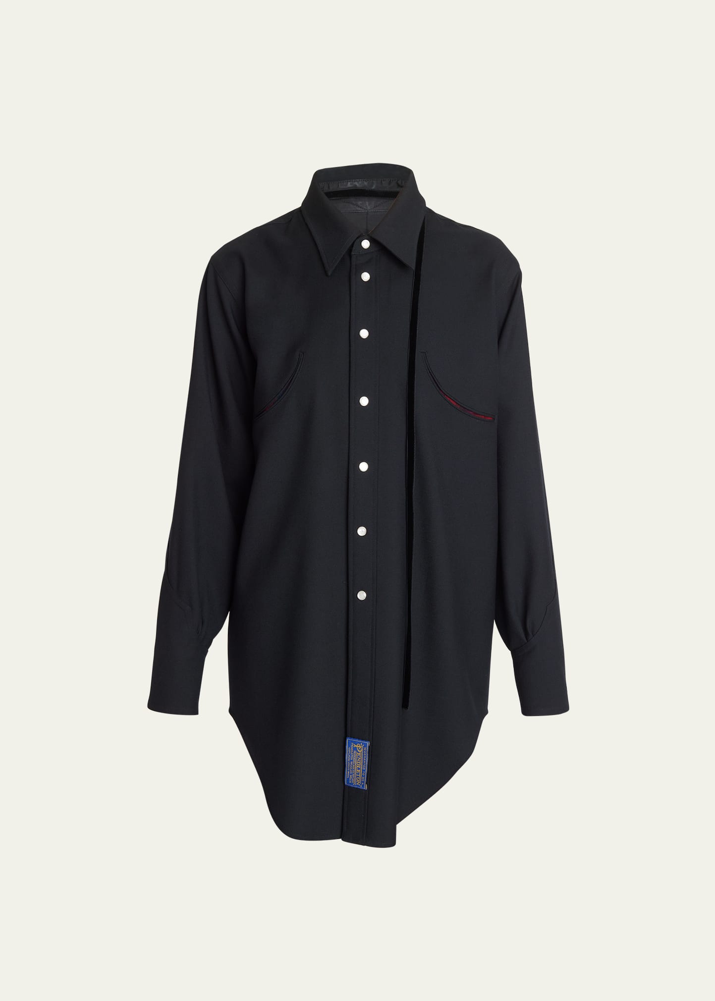 Maison Margiela Bow-neck Button Up Wool Blouse In Black