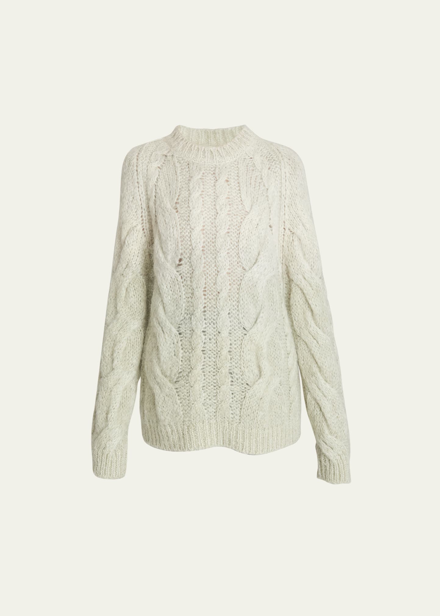 Shop Maison Margiela Cable-knit Crewneck Sweater In Pistachio
