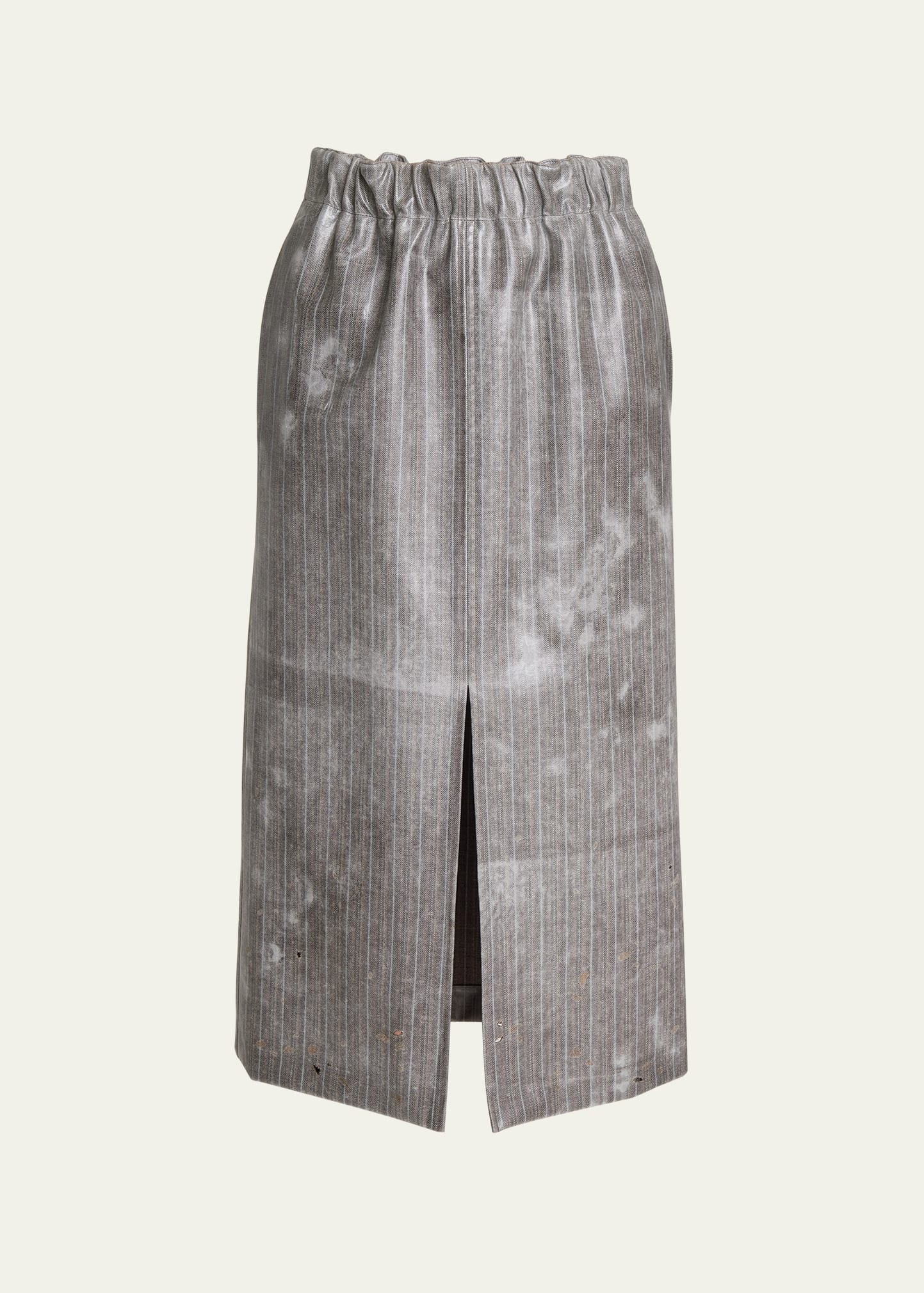 Maison Margiela Pinstripe Midi Skirt In Brown