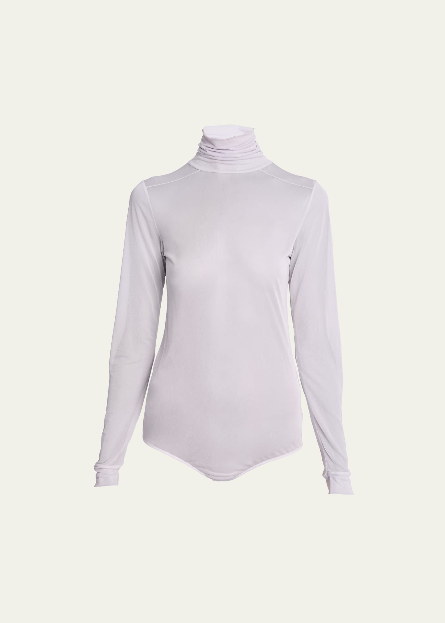 Shop Maison Margiela Sheer Turtleneck Bodysuit In Lilac