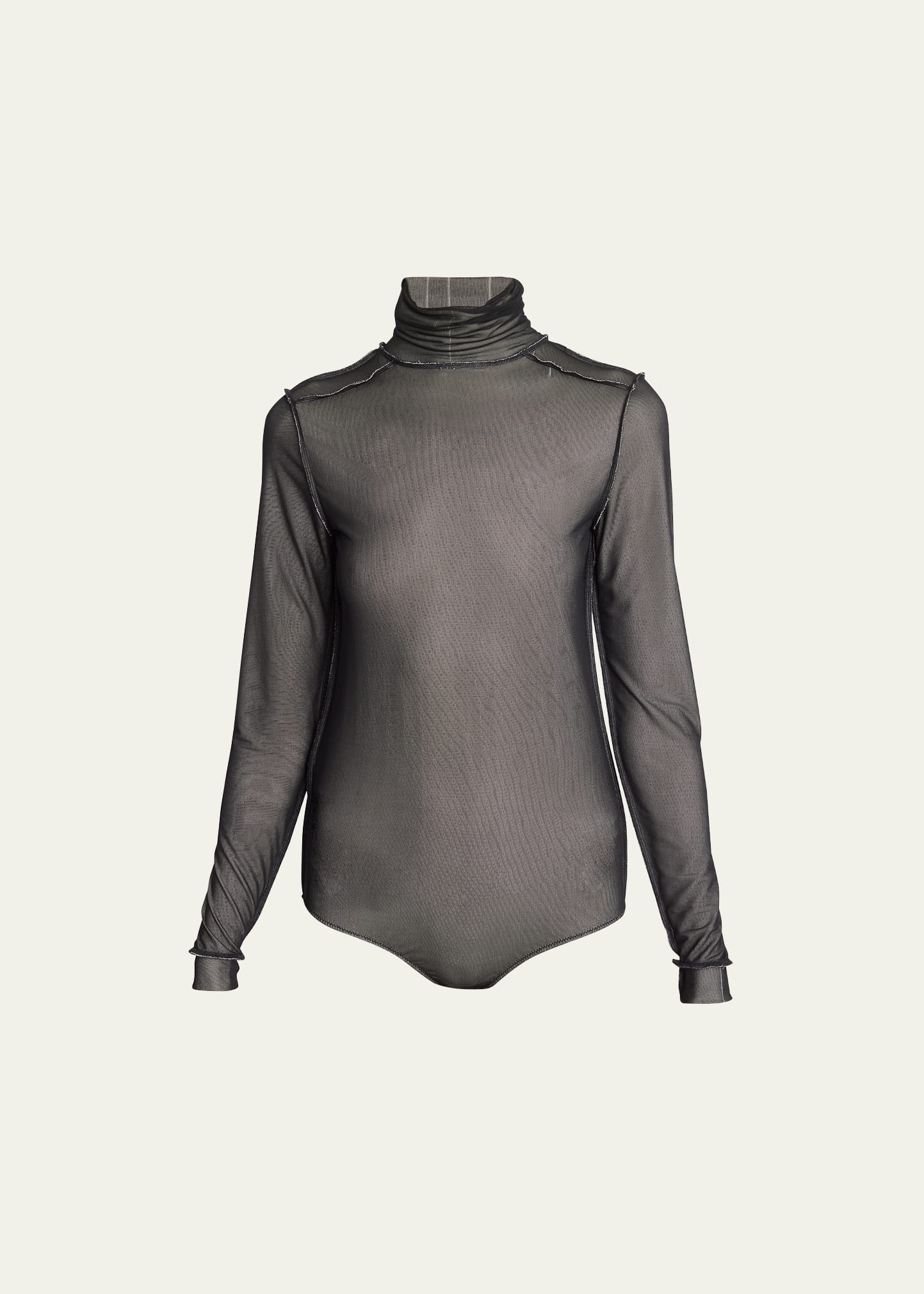 Maison Margiela Sheer Turtleneck Bodysuit In Black