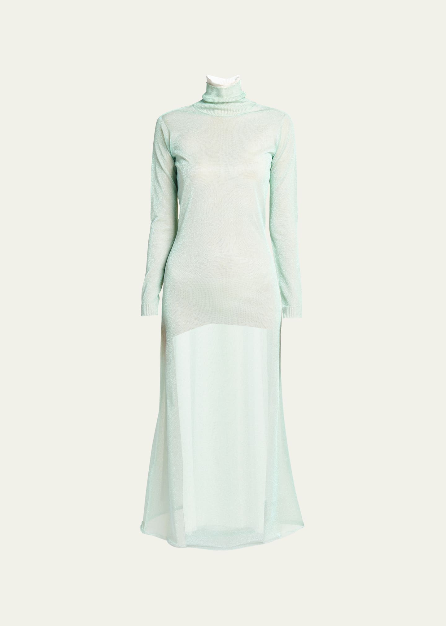 Shop Giorgio Armani Double-layer Open-back Lurex Jersey Midi Dress In Aquamarine