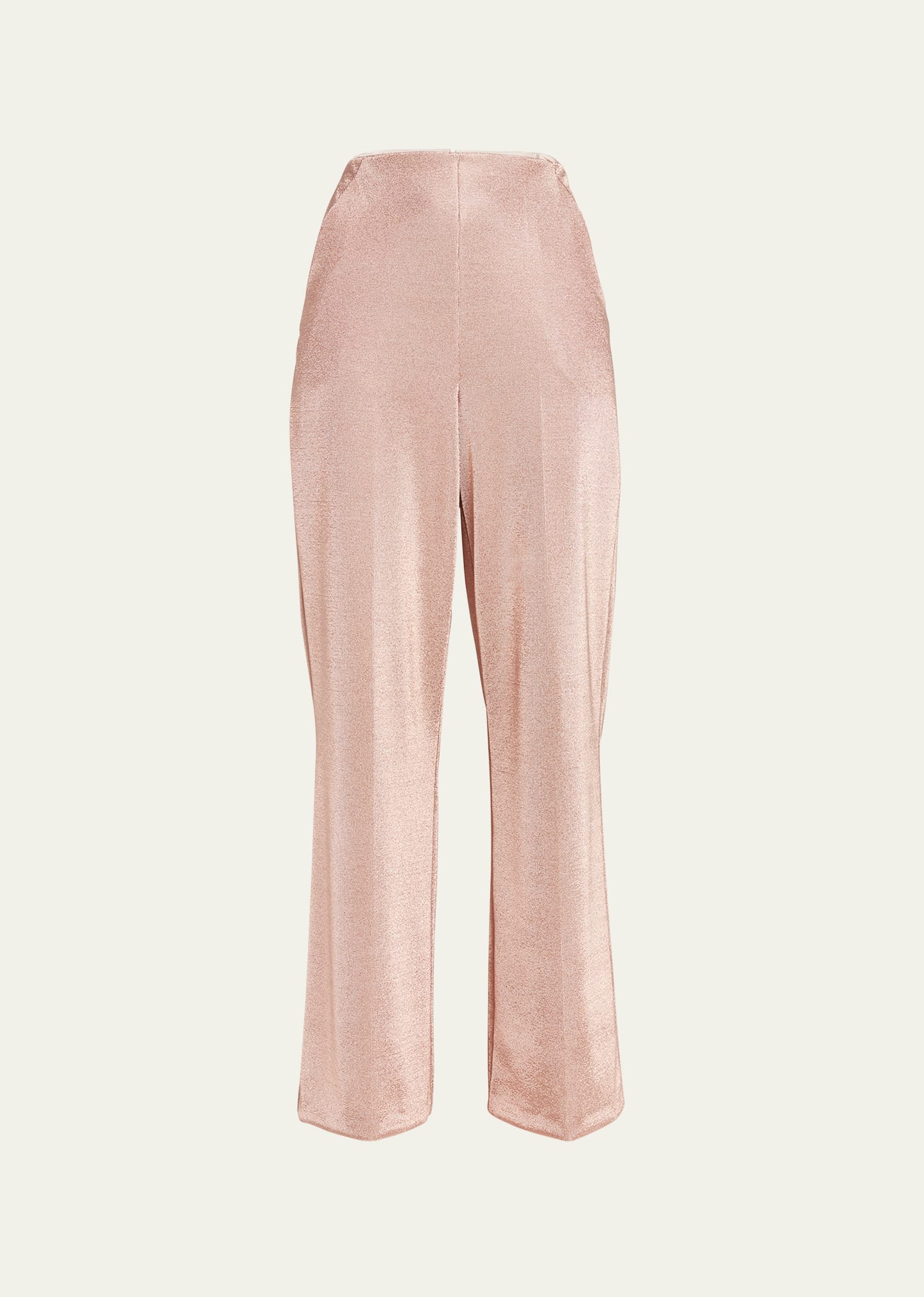 Giorgio Armani Lurex Bonded Jersey Trousers In Solid Light/paste