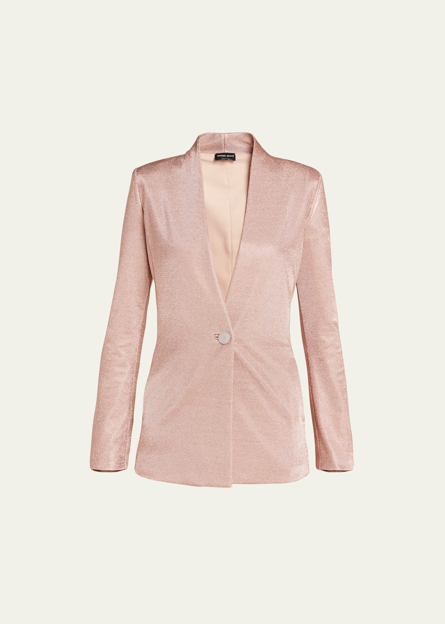Giorgio Armani Metallic Bonded Jersey One-button Blazer In Solid Light/paste