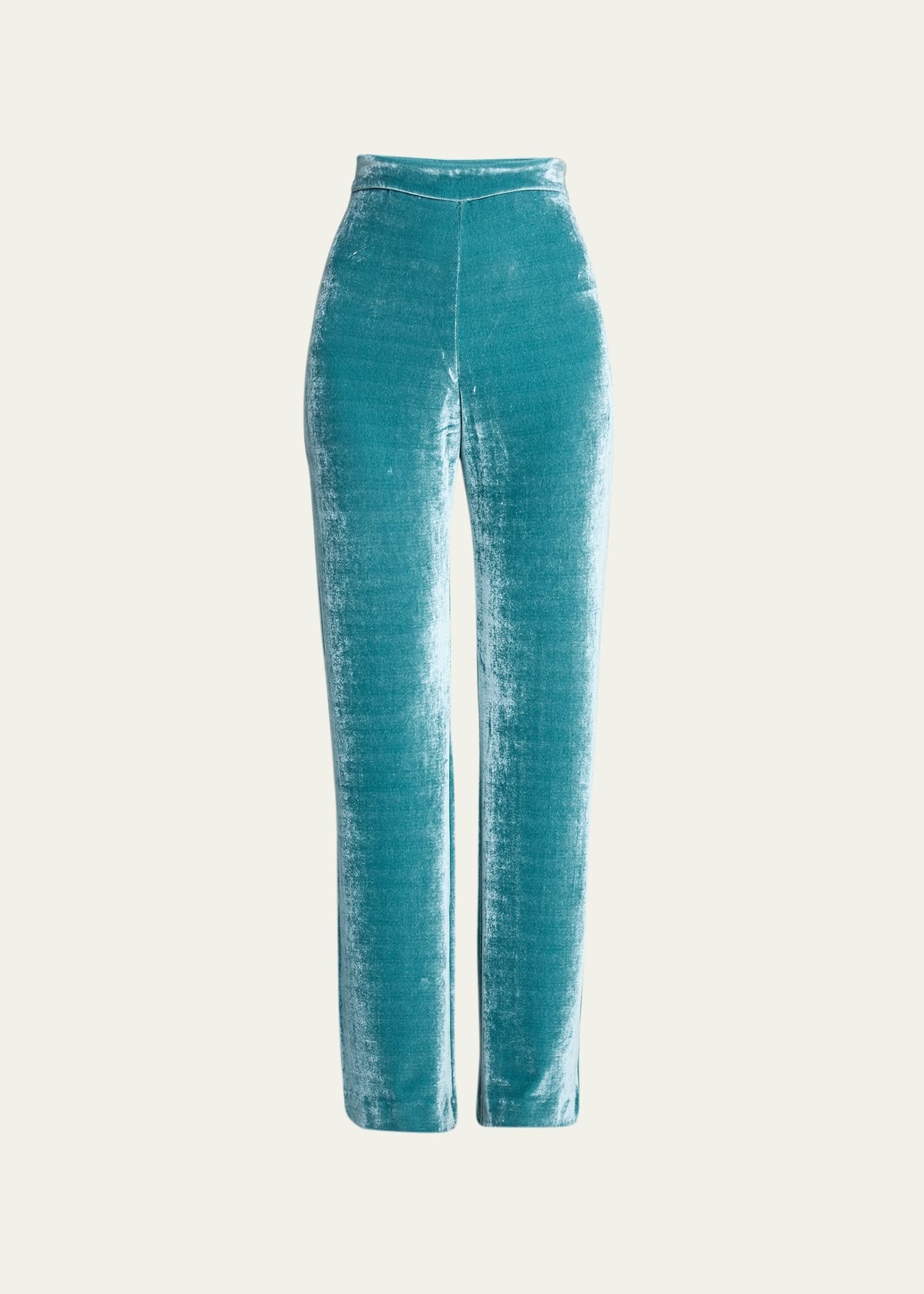 Shop Jil Sander High-rise Velvet Straight-leg Pants In Dark Sage