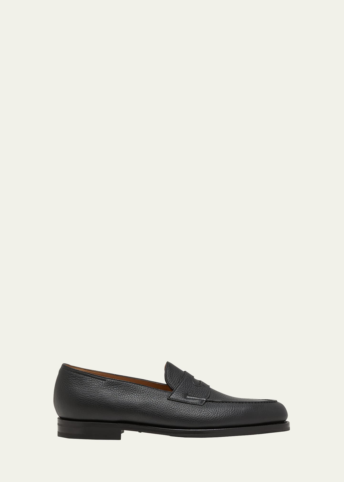 John Lobb Men's Lopez Soft Grained Leather Penny Loafers In Black