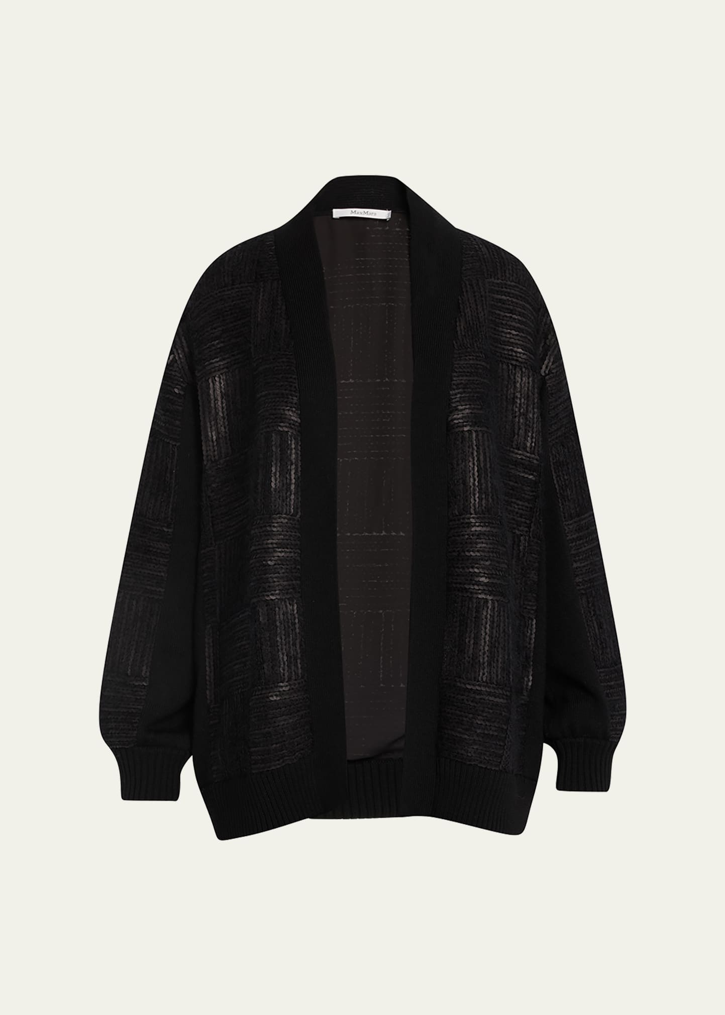 Max Mara Estonia Open-front Wool Cardigan In Black