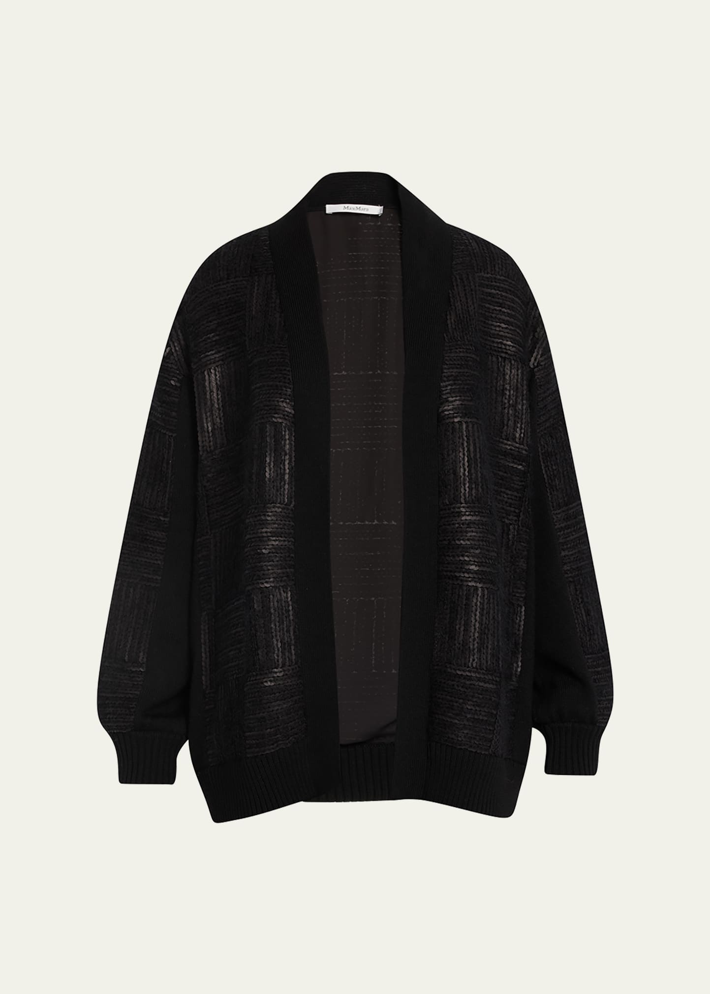 Shop Max Mara Estonia Open-front Wool Cardigan In Black