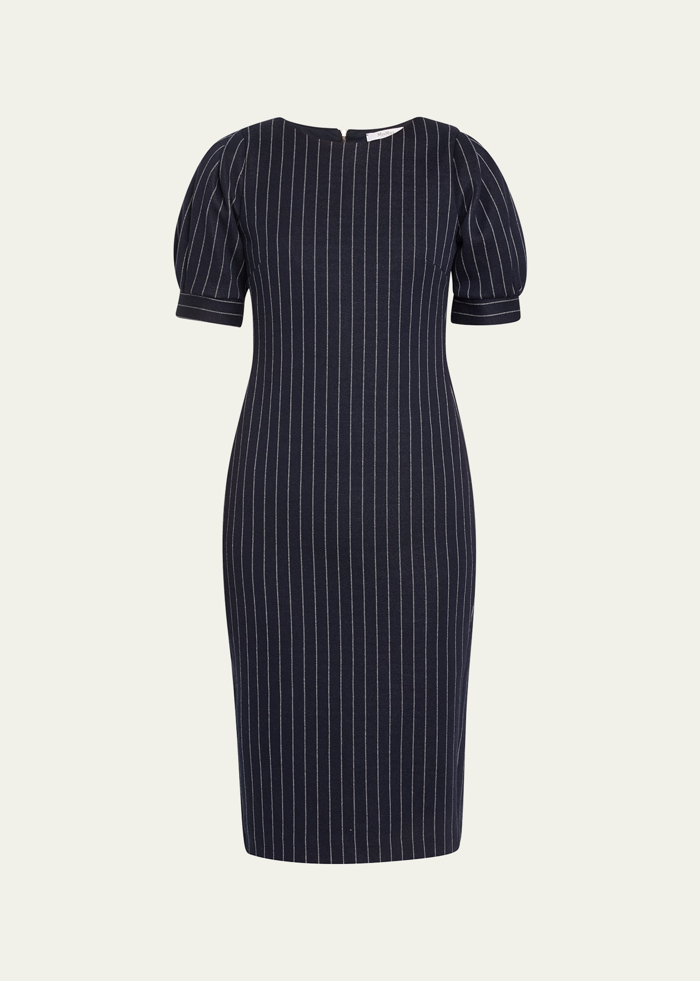 Tunica Striped Puff-Sleeve Midi Dress