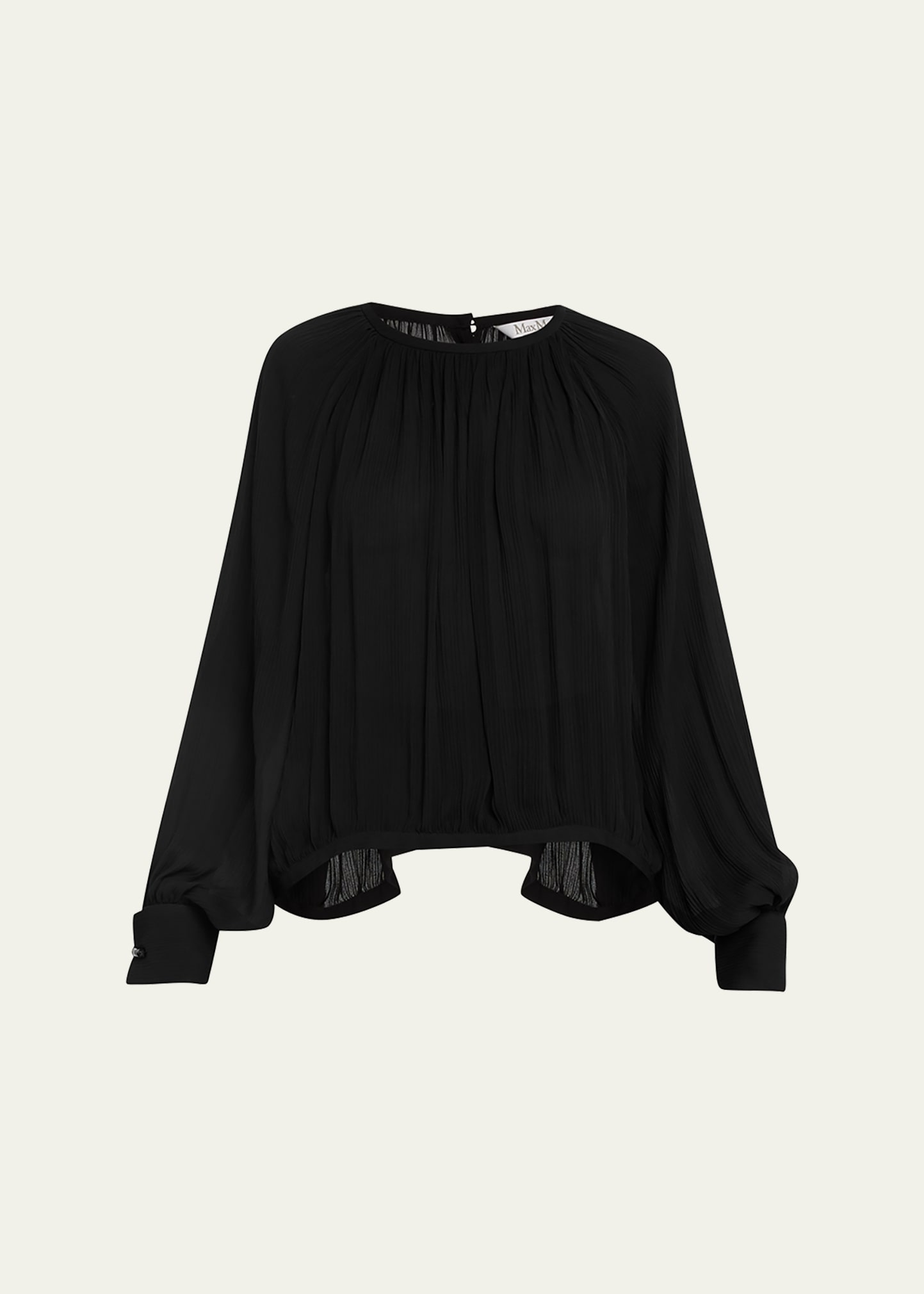 Shop Max Mara Narvel Gathered Button-back Silk Blouse In Black