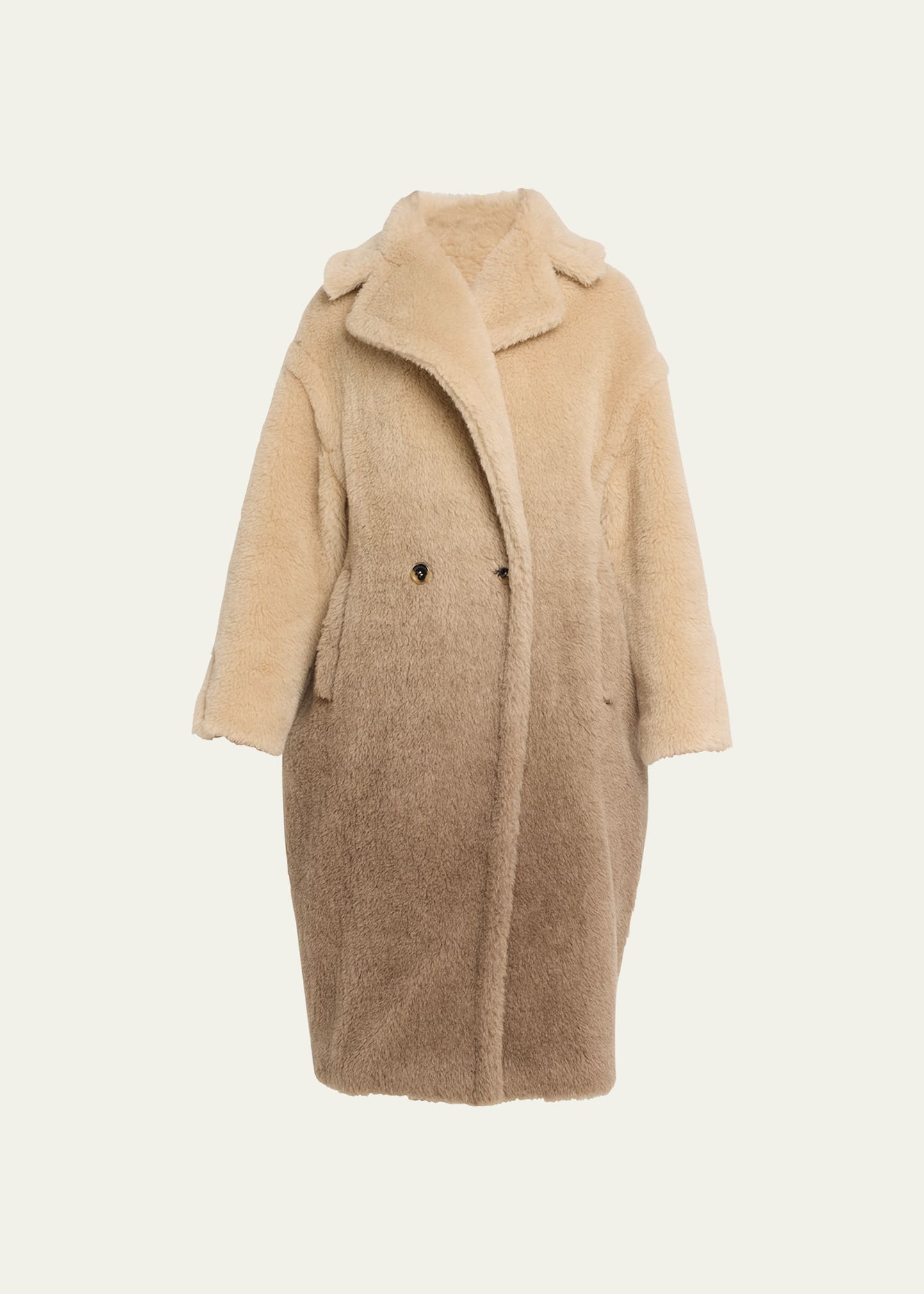 Shop Max Mara Gatto Ombre Double-breasted Wool Coat In Sand