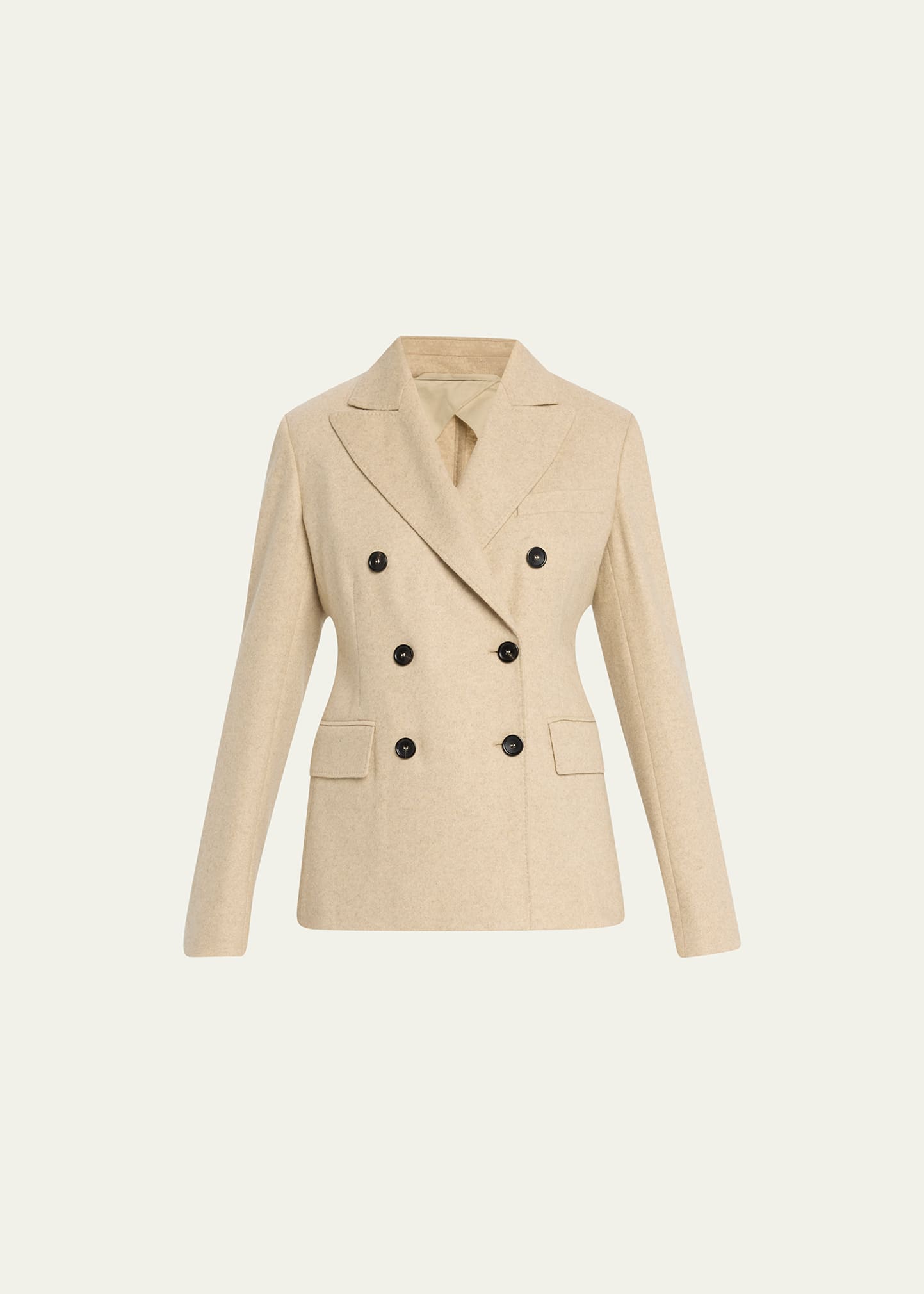 Shop Max Mara Calata Double-breasted Cashmere Blazer Jacket In Beige