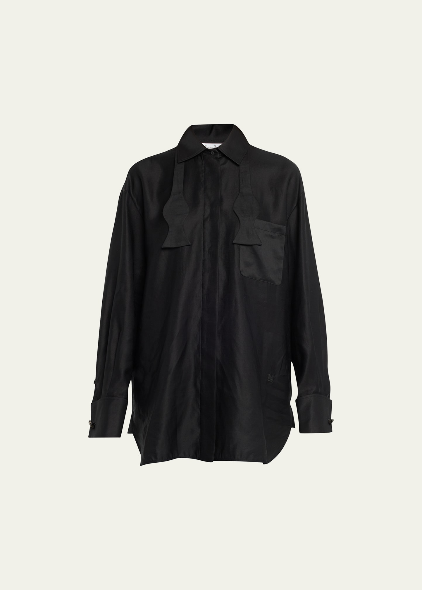 Shop Max Mara Marea Bow-tie Collared Shirt In Black