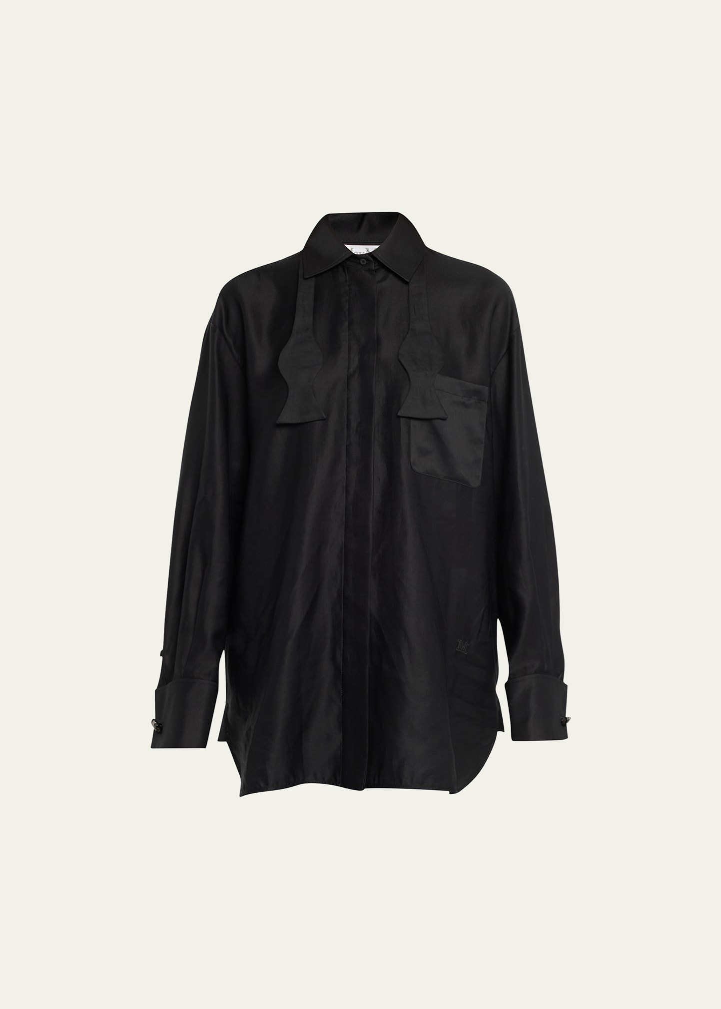 Max Mara Marea Bow-tie Collared Shirt In Black