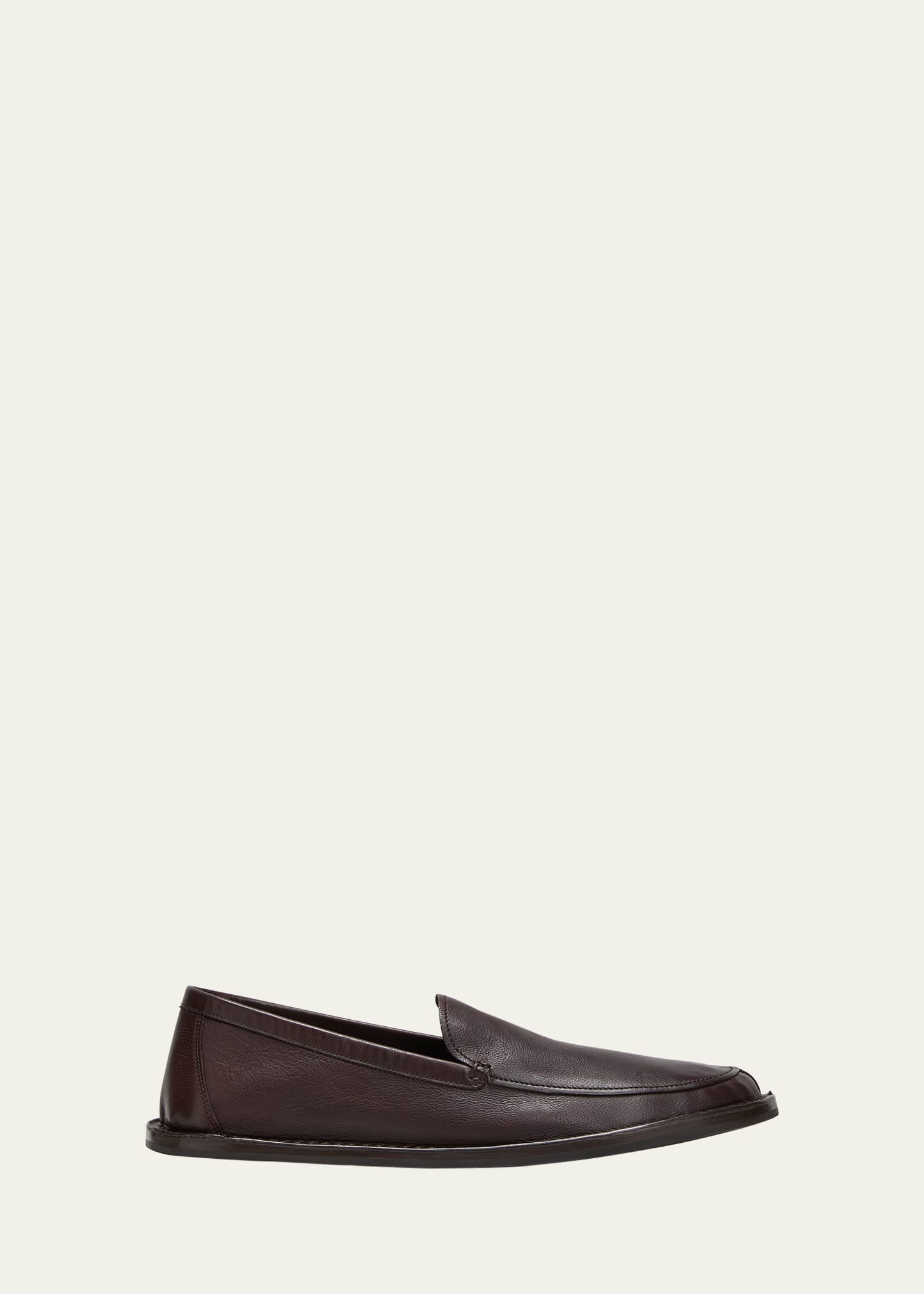 The Row Men's Cary Calfskin Slipper Loafers In Dark Brown