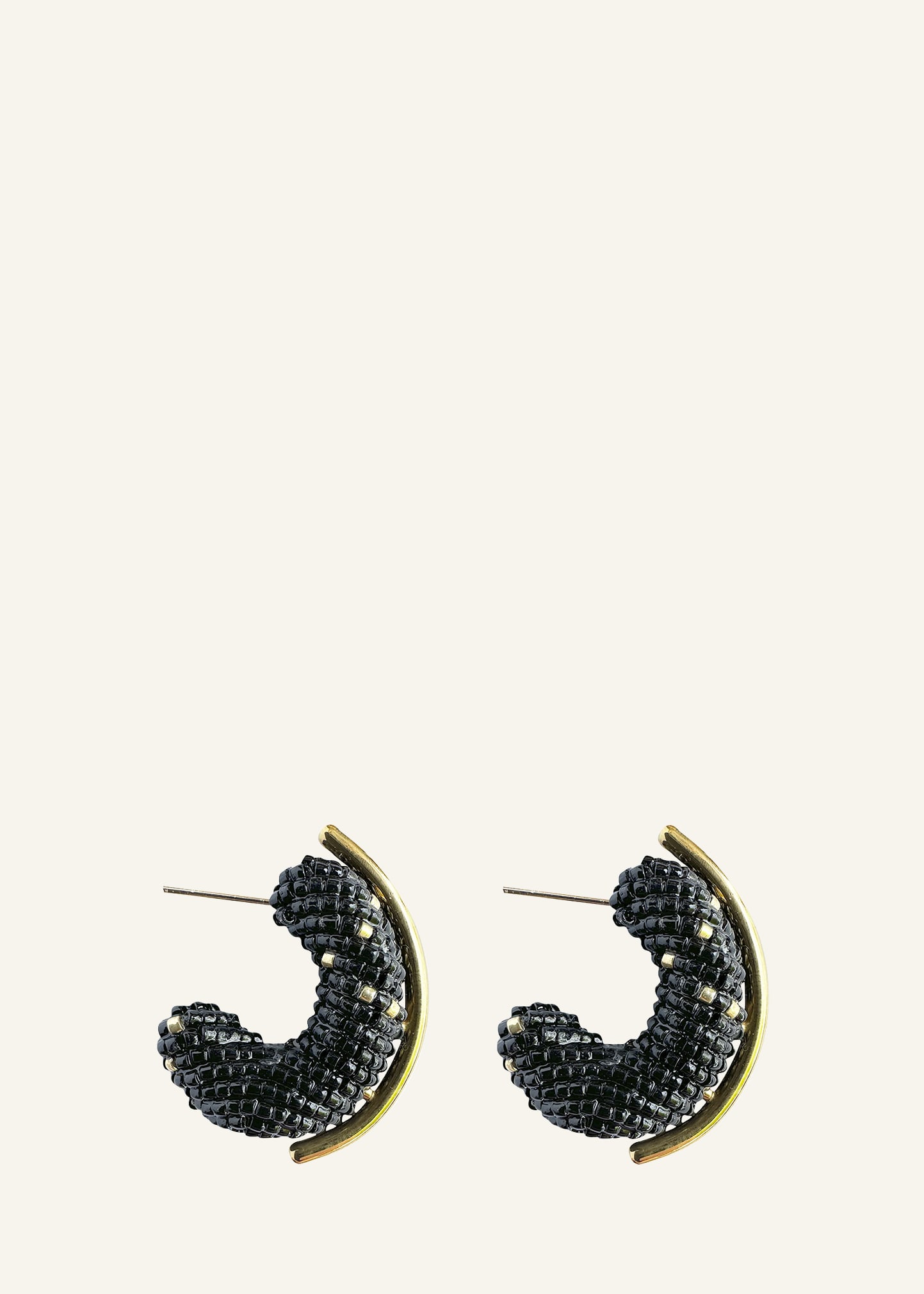Mini Alba Hoop Earrings, Black