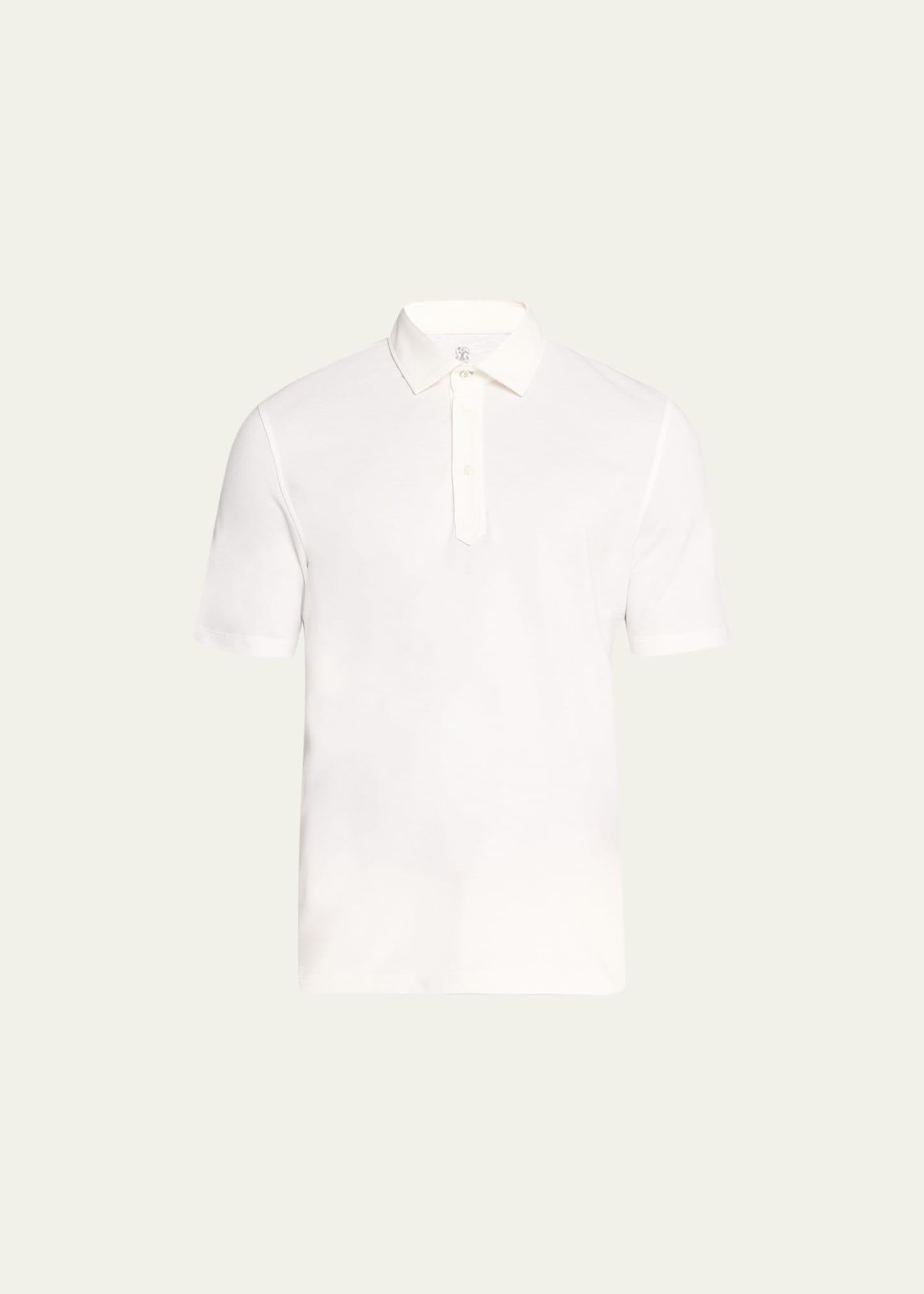 Brunello Cucinelli Men's Cotton Pique Polo Shirt In White