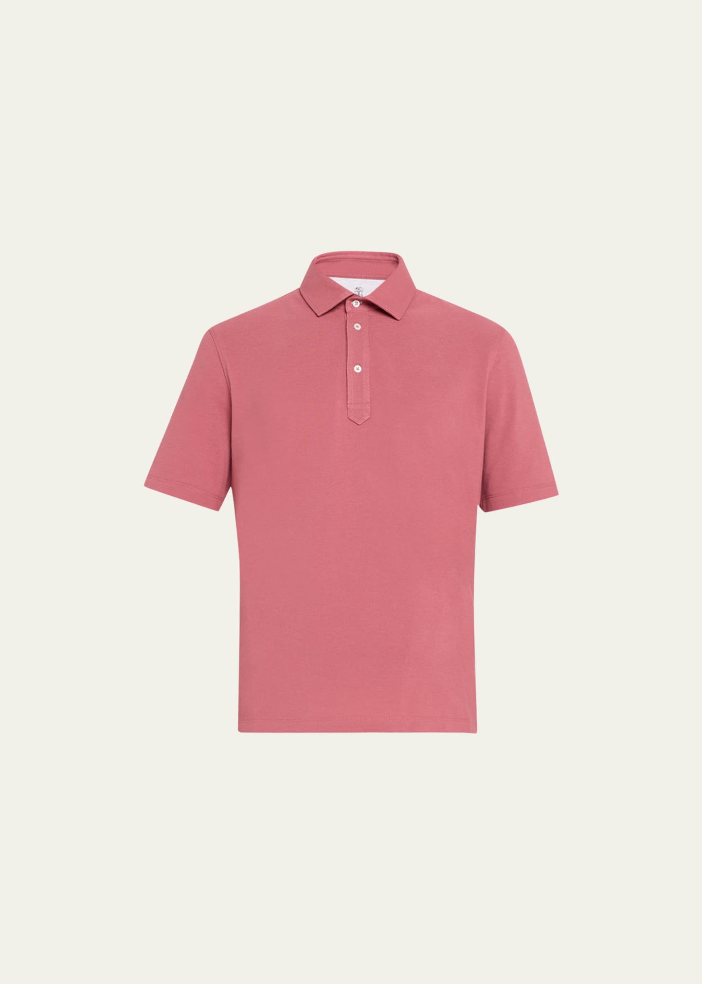 Brunello Cucinelli Polo Shirt With Superimposed Effect In C9700 Raspberry