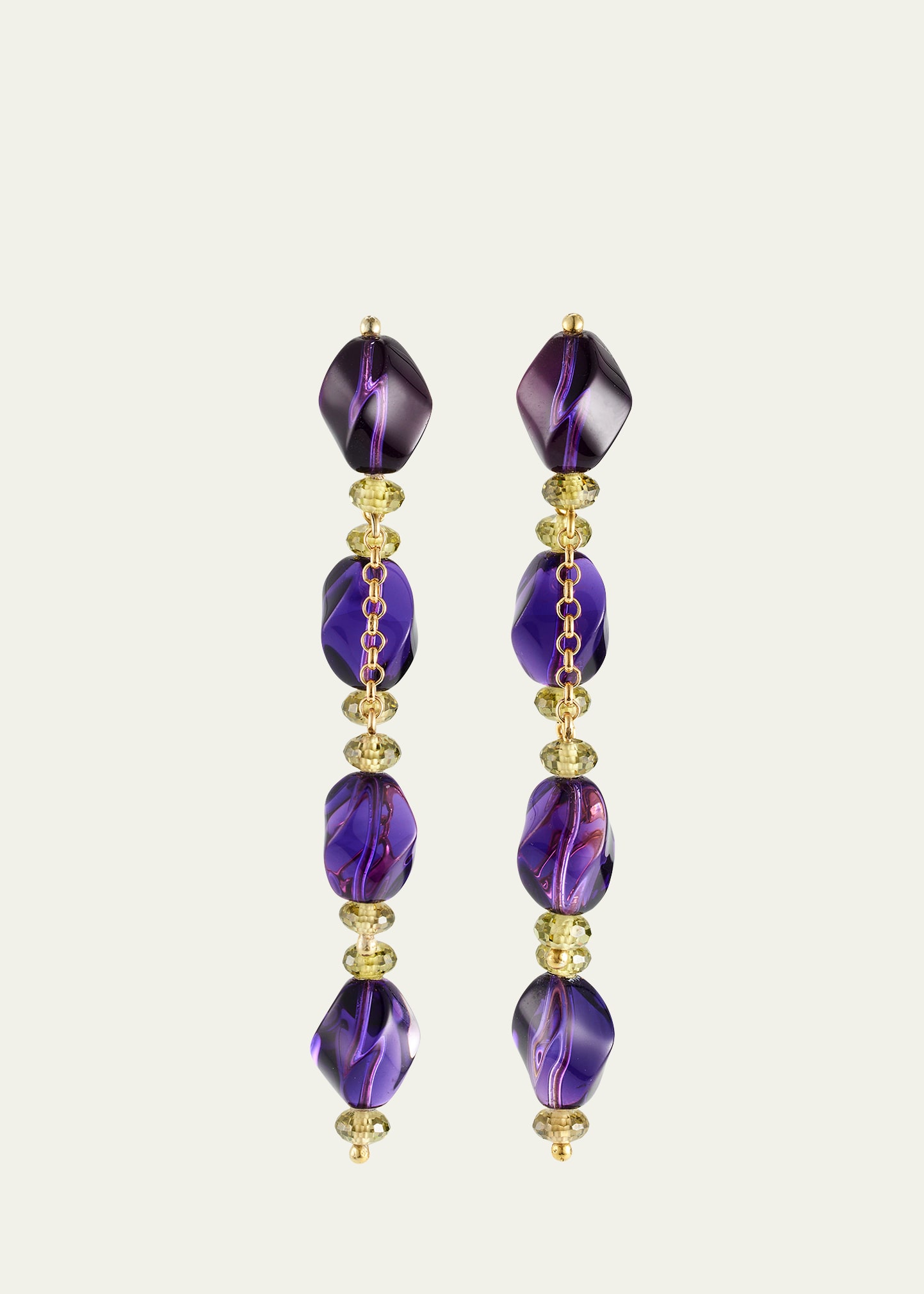 Amethyst Front and Back Earrings with Peridot