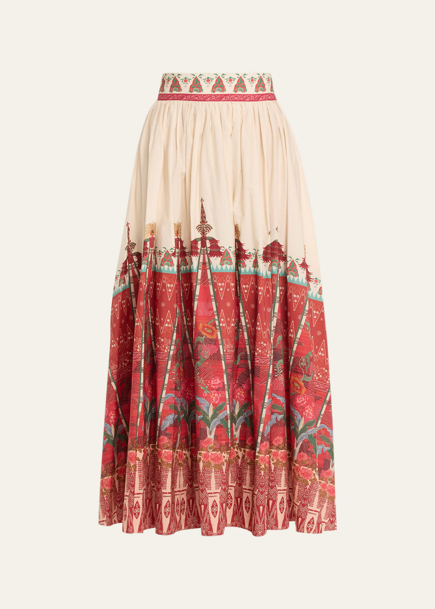 Shop Emporio Sirenuse Ombretta Saladin-print Maxi Skirt In Red