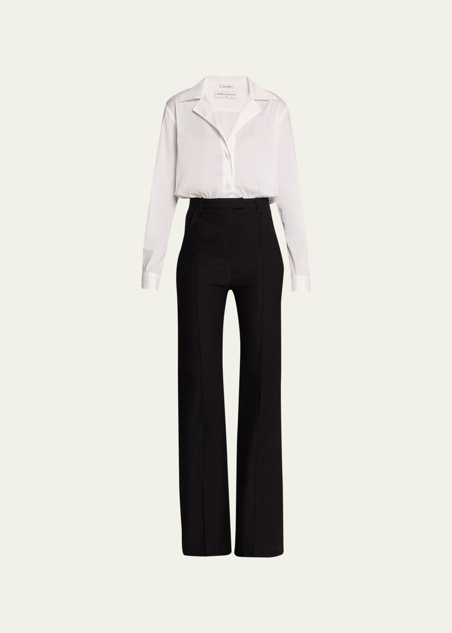 Rivet Utility Boss Babe Button-front Jumpsuit In Black And White