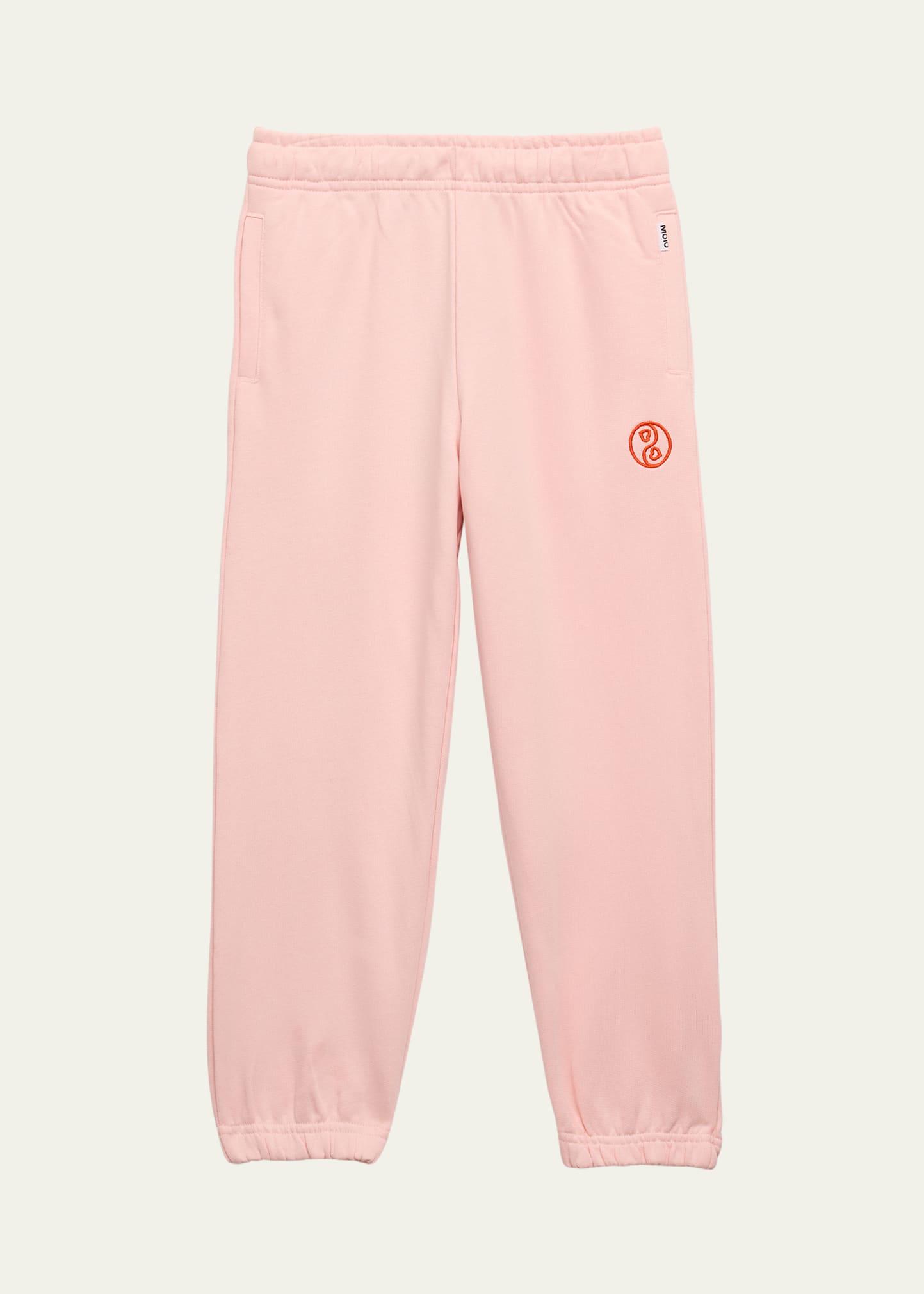 Molo Kids' Ying Yang-embroidered Cotton Track Pants In Candy Floss