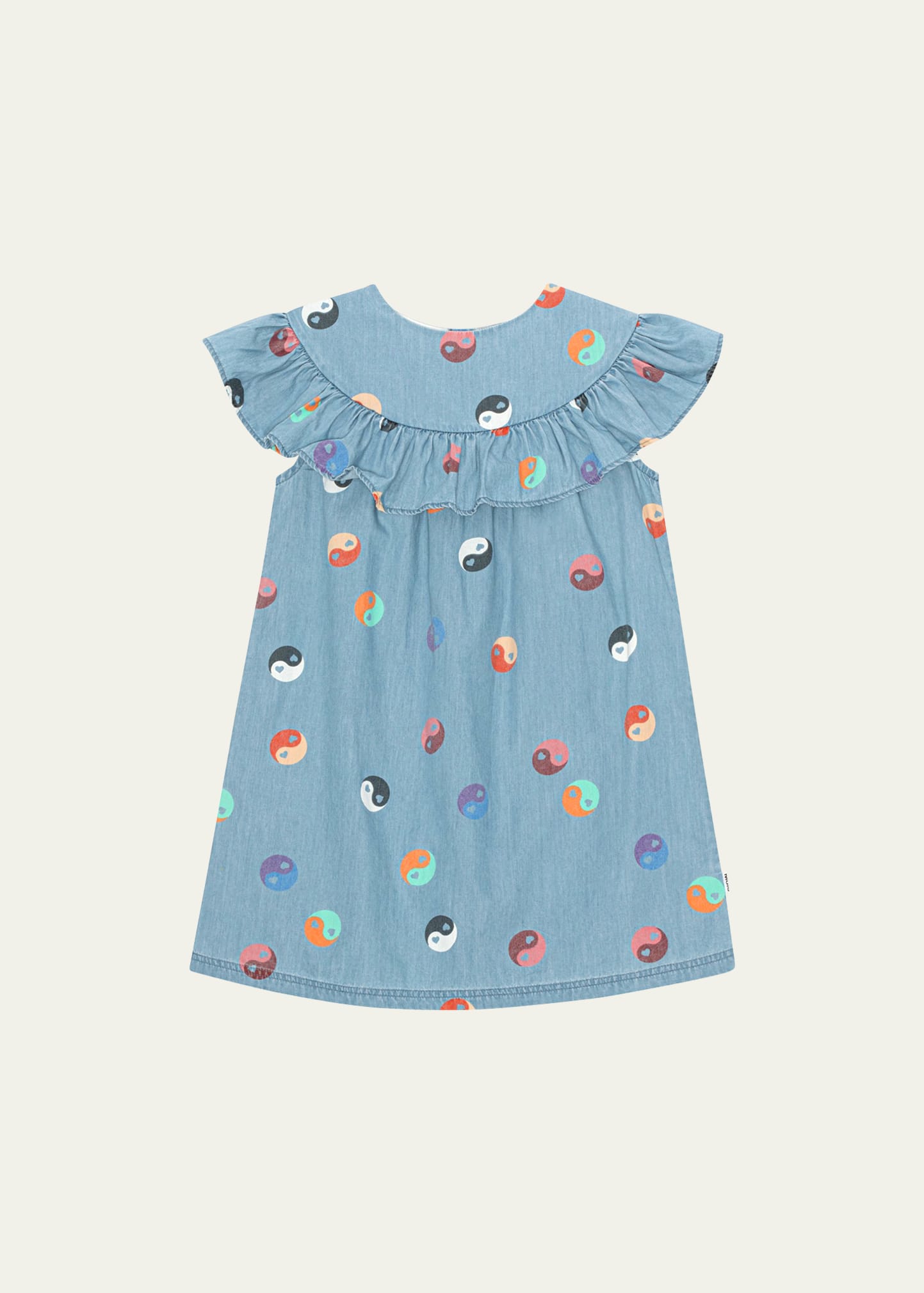 Molo Girl's Celia Yin-yang Ruffle Dress In Yin Yang Mini