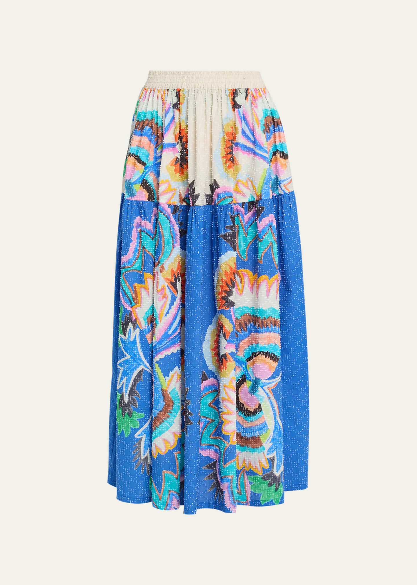 Rianna + Nina Minu Abstract Pleated Maxi Skirt In Zoi Blue