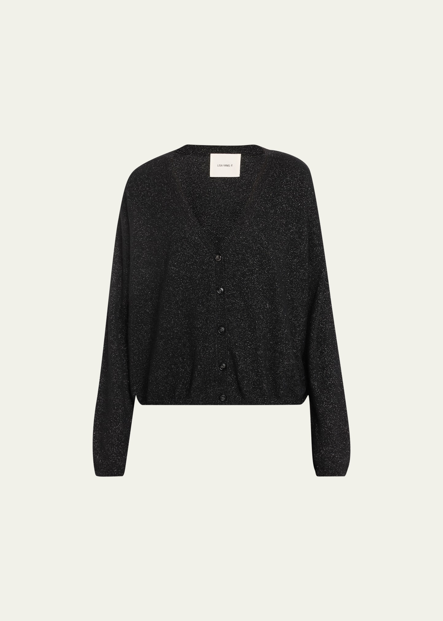 Lisa Yang The Abby Cashmere Sparkle Cardigan In Black Sparkle