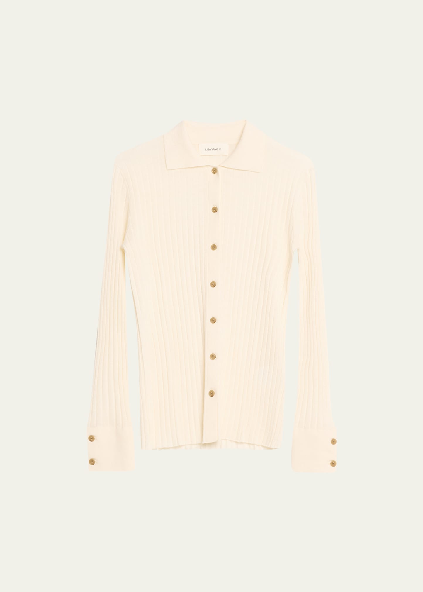 Shop Lisa Yang Aria Cashmere Cardigan Shirt In Ivory