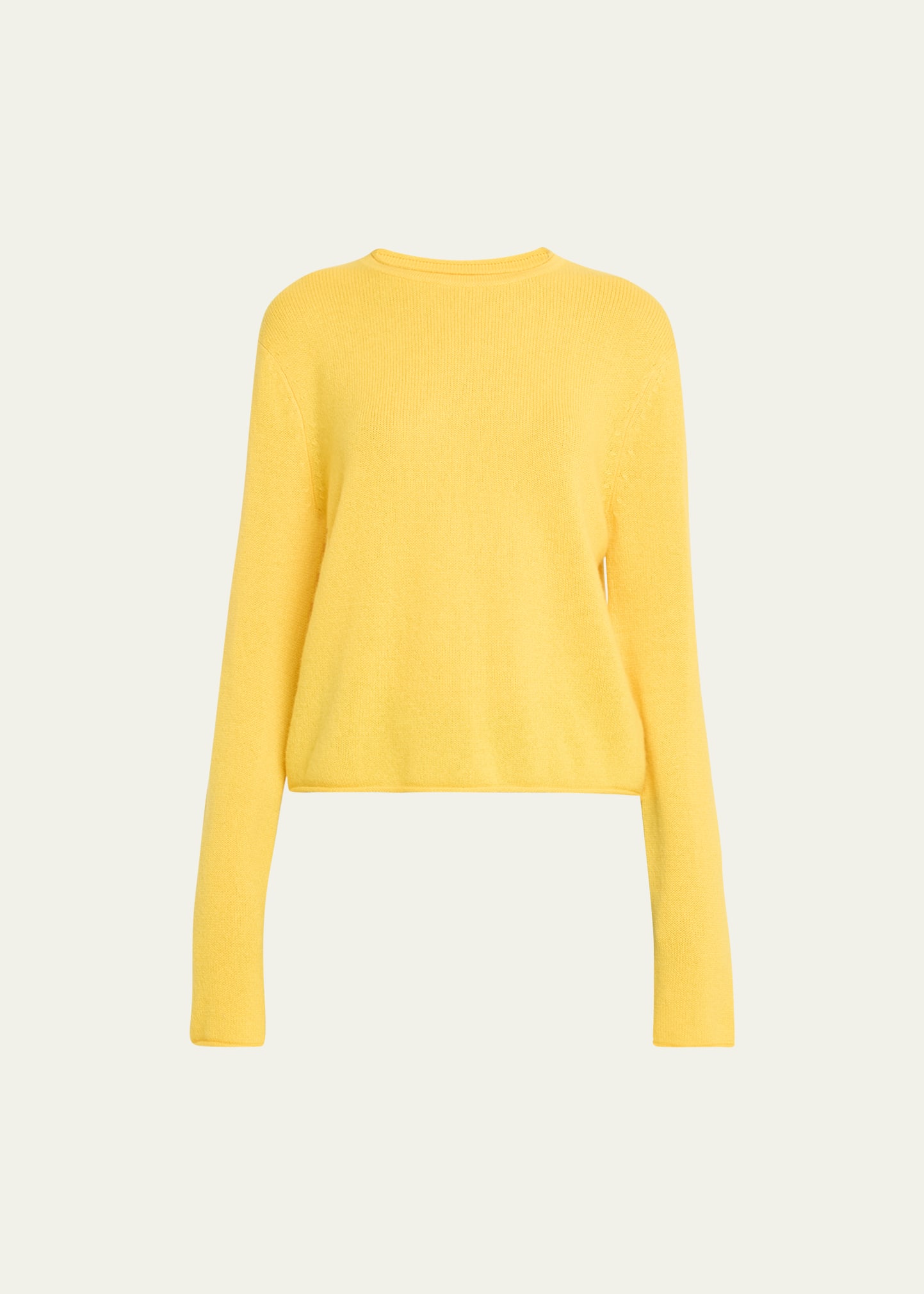 Cashmere Round-Neck Long-Sleeve Crop Top