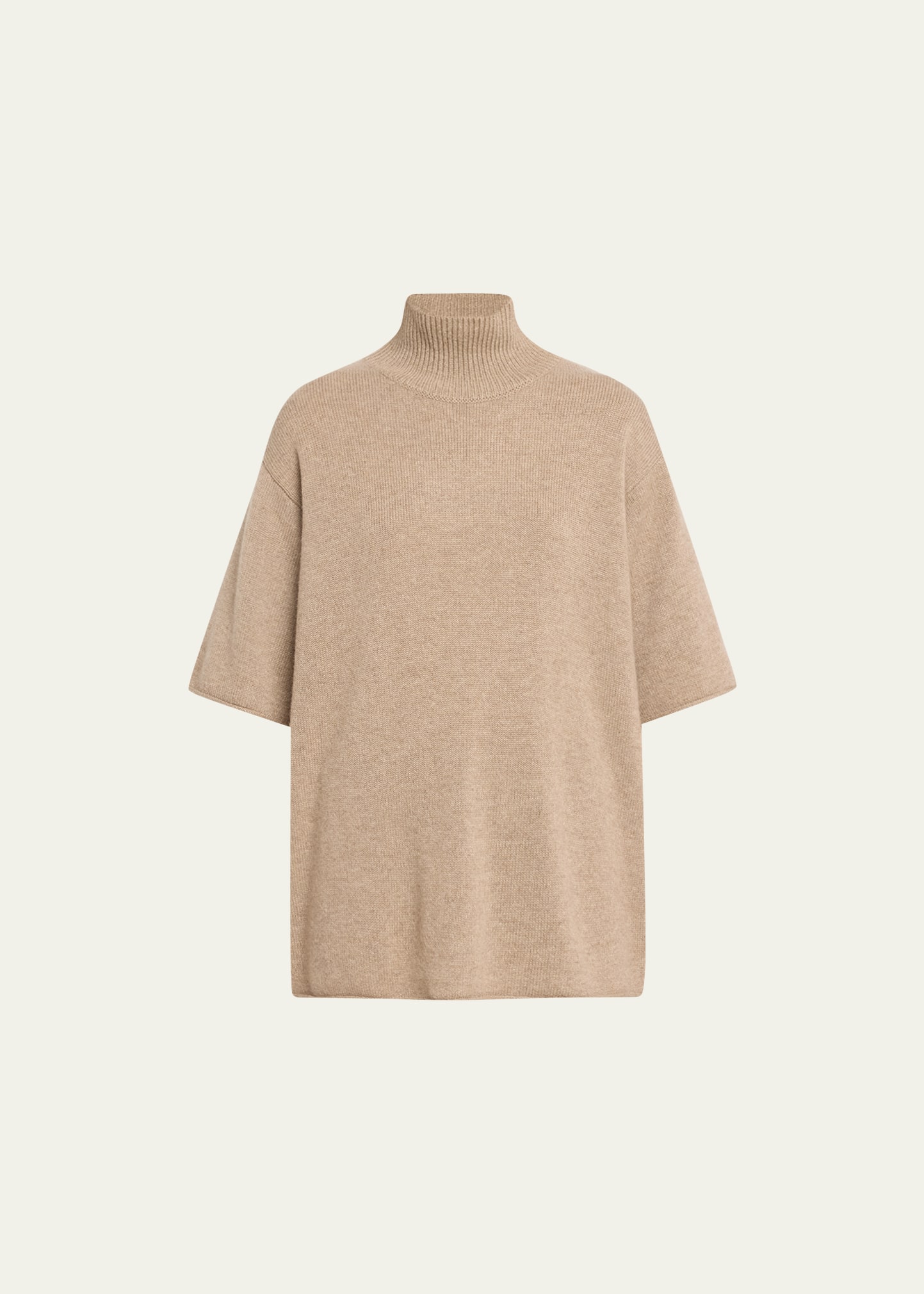 Cashmere High-Neck Short-Sleeve Top